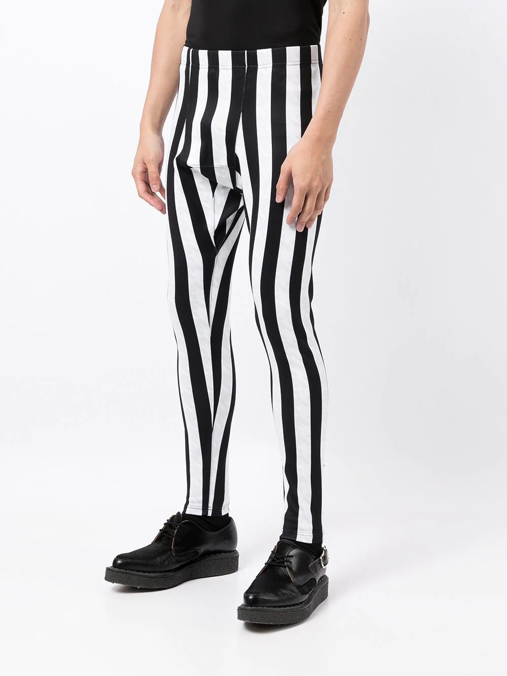 asymmetric striped pattern leggings - 3