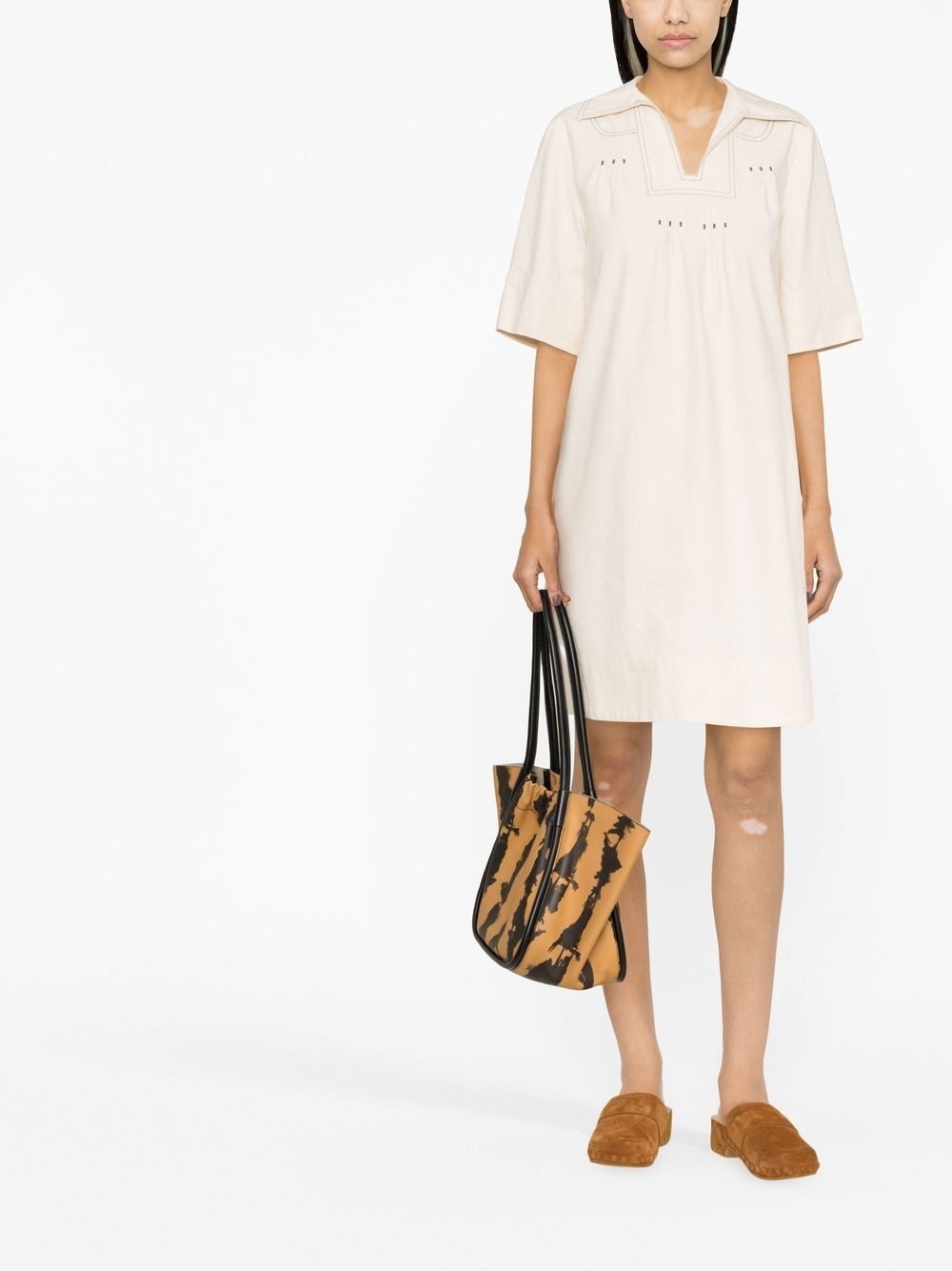 short-sleeve embroidered minidress - 2