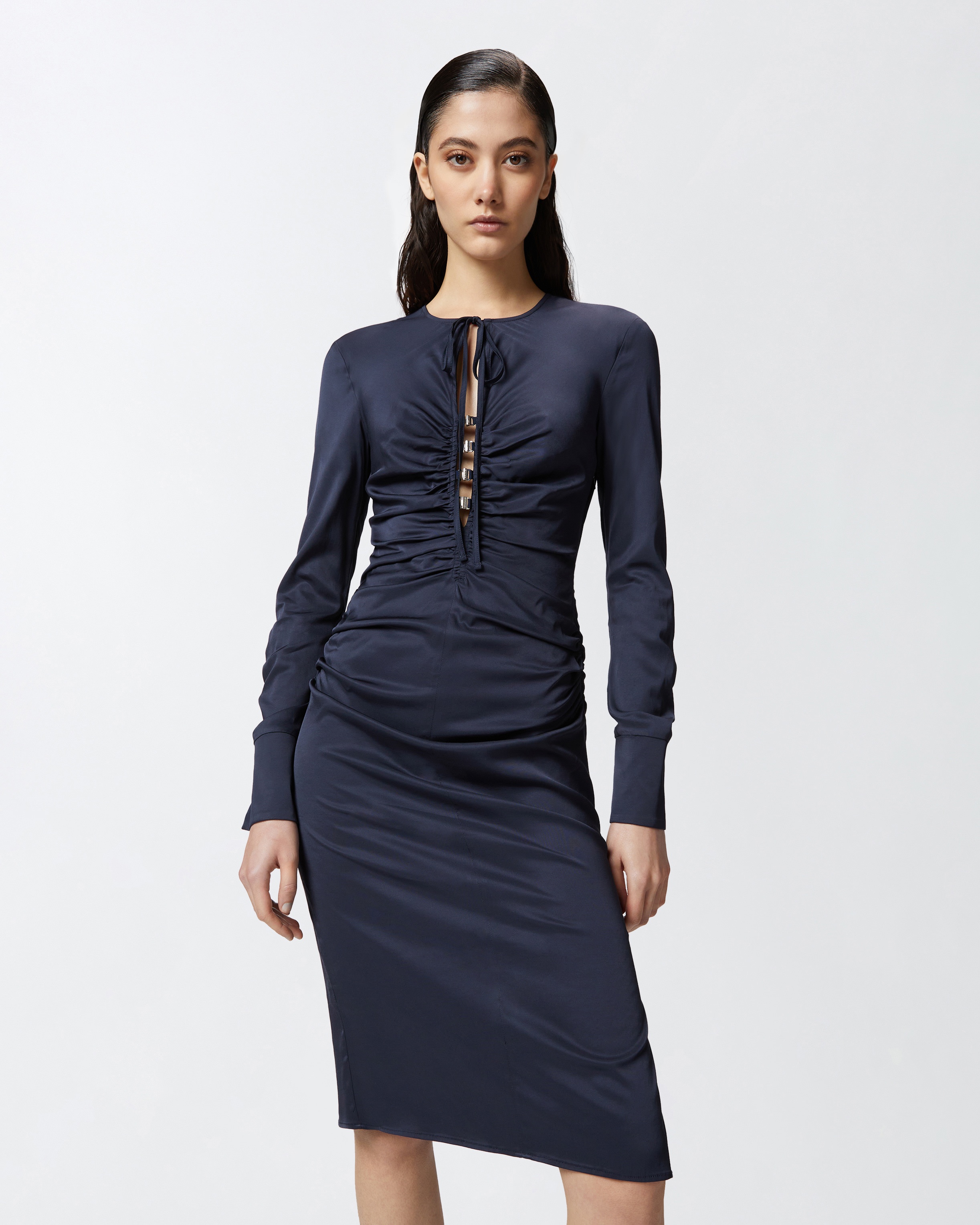 MIDI DRESS WITH METAL HOOKS - 2