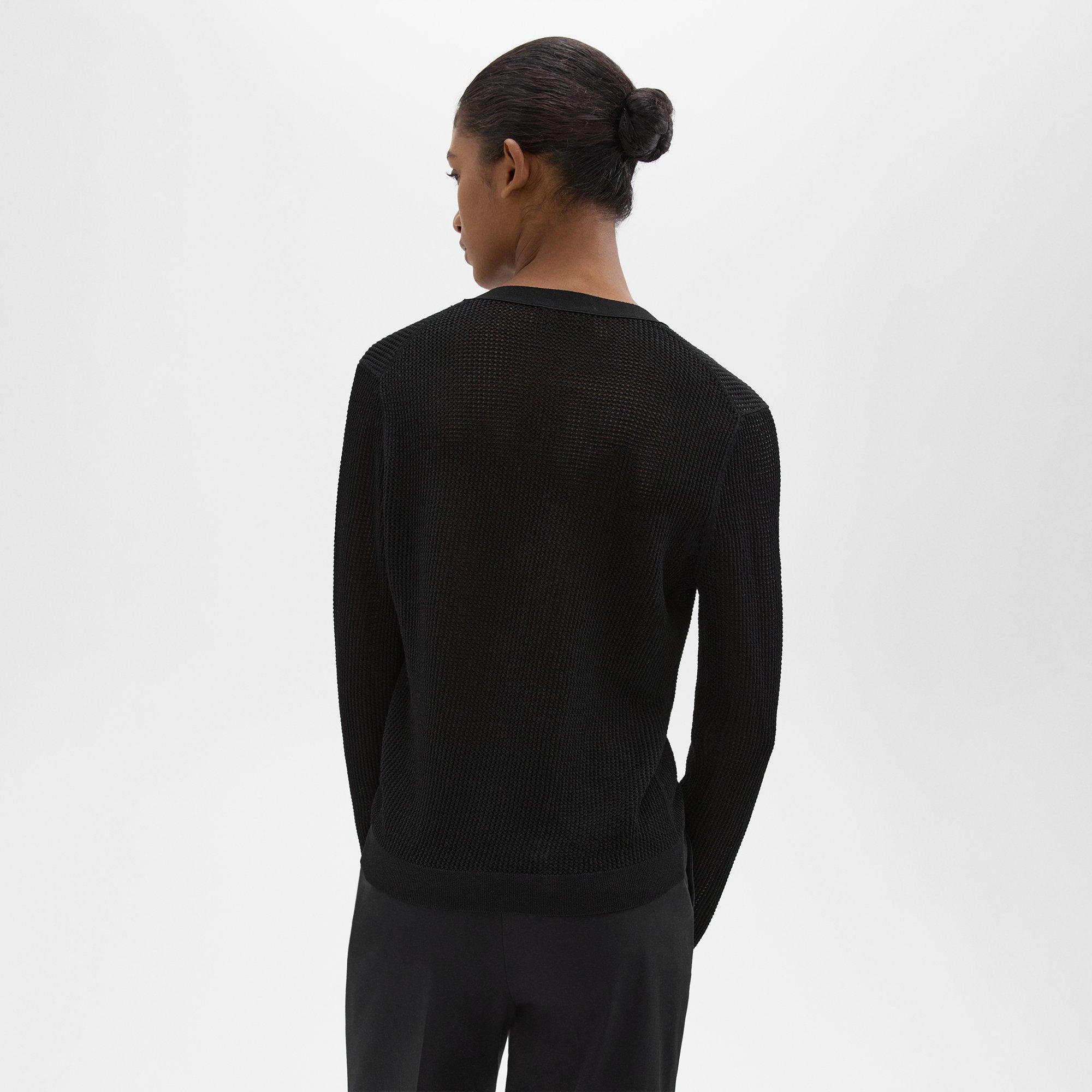 Pointelle Cardigan in Crepe Knit - 4