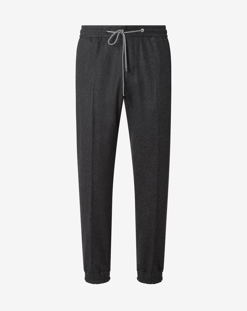 Dark melange grey stretch cashmere joggers 1
