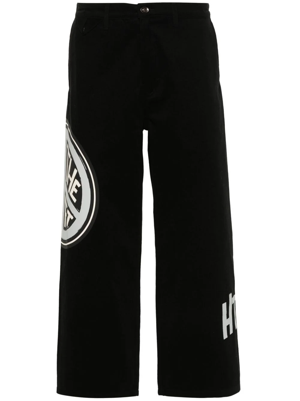 peace-print straight-leg trousers - 1