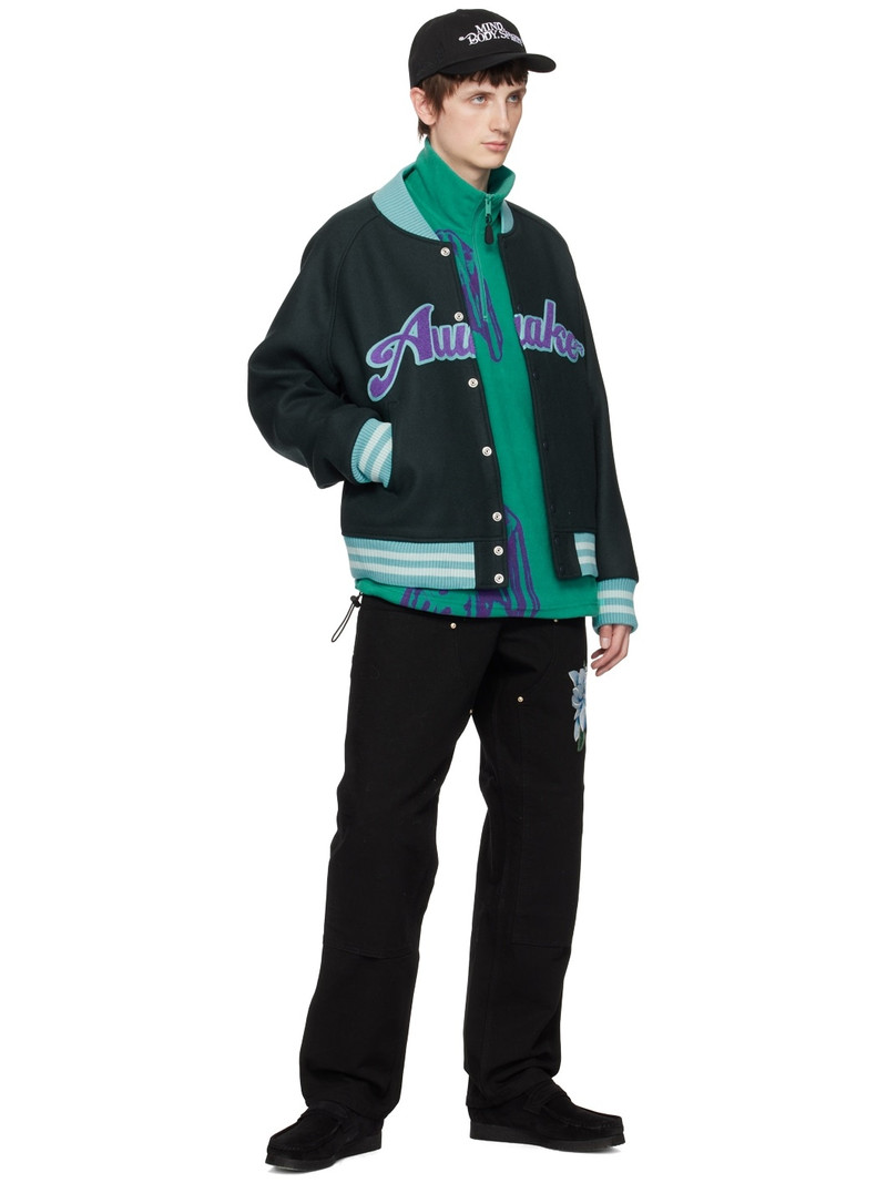 AWAKE NY Gray Embroidered Bomber Jacket outlook