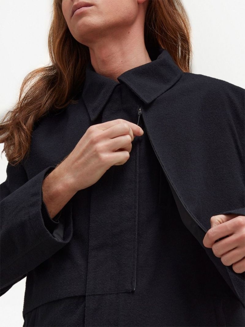 pointed-collar single-breasted coat - 5