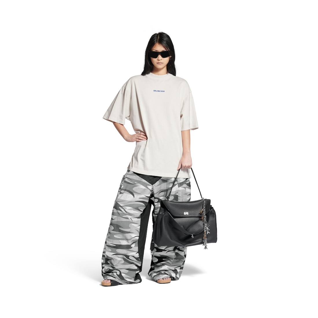 Balenciaga Back T-shirt Medium Fit in Dirty White/blue - 4