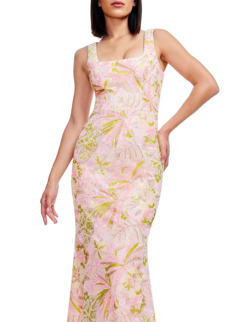 Women's Tyra Embellished Floral Mermaid Gown - Soft Pink Multi 5