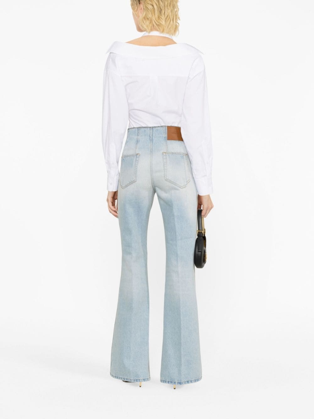 distressed flared jeans - 3