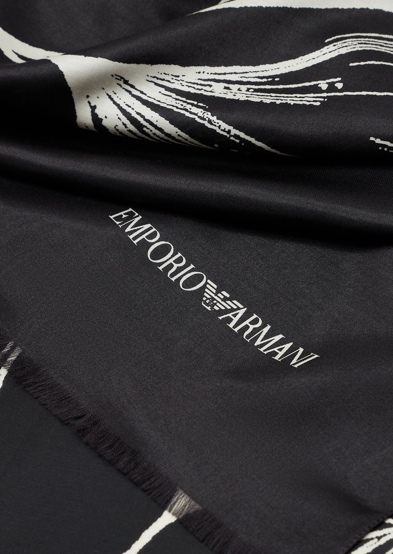 Ginkgo-print viscose and silk blend stole 3