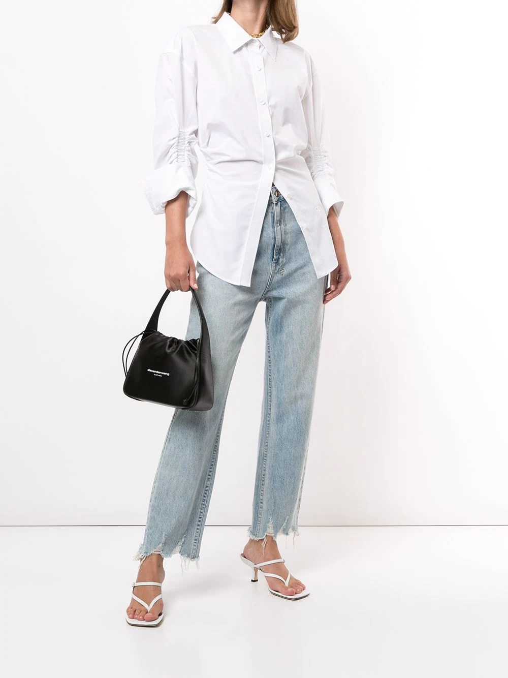 gathered-embellished poplin shirt - 2