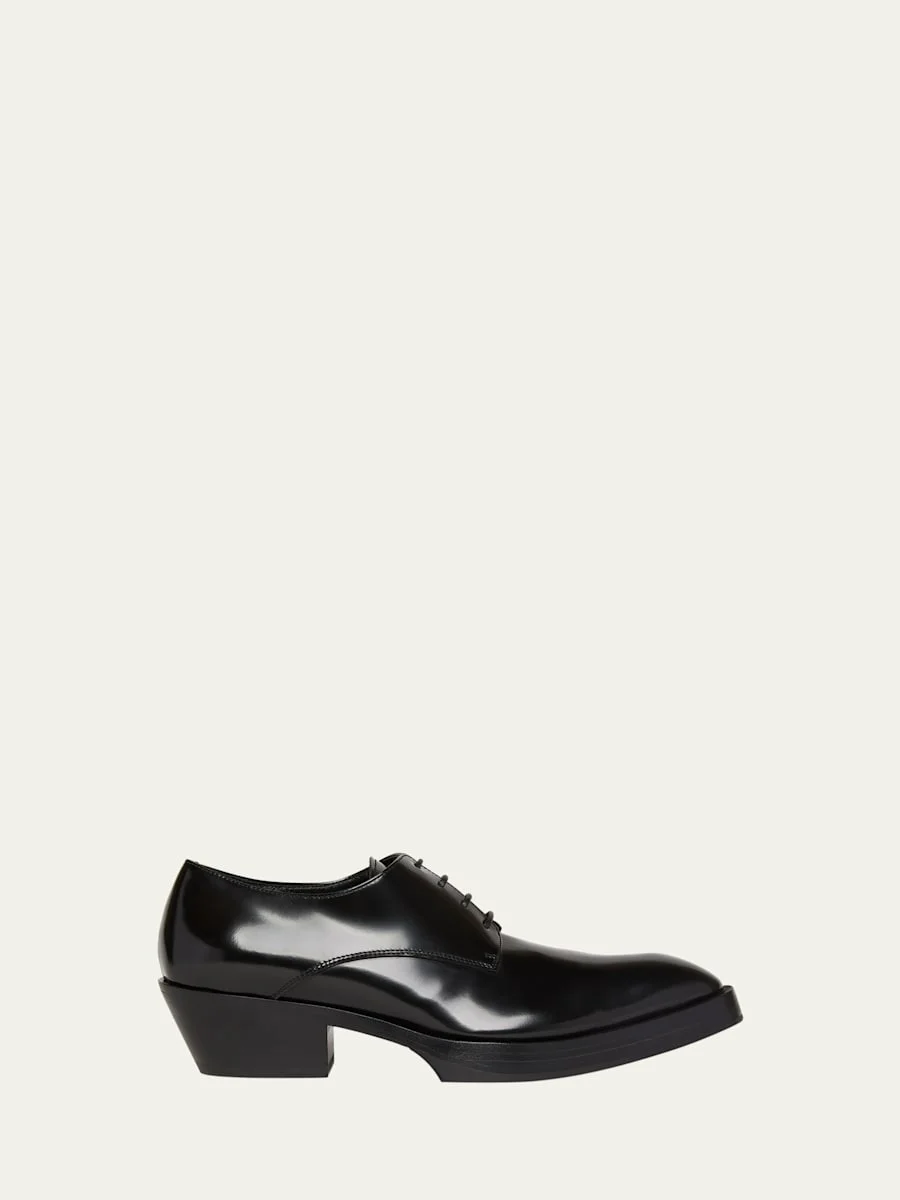 Men's Dalton Cuban-Heel Leather Derby Shoes - 1