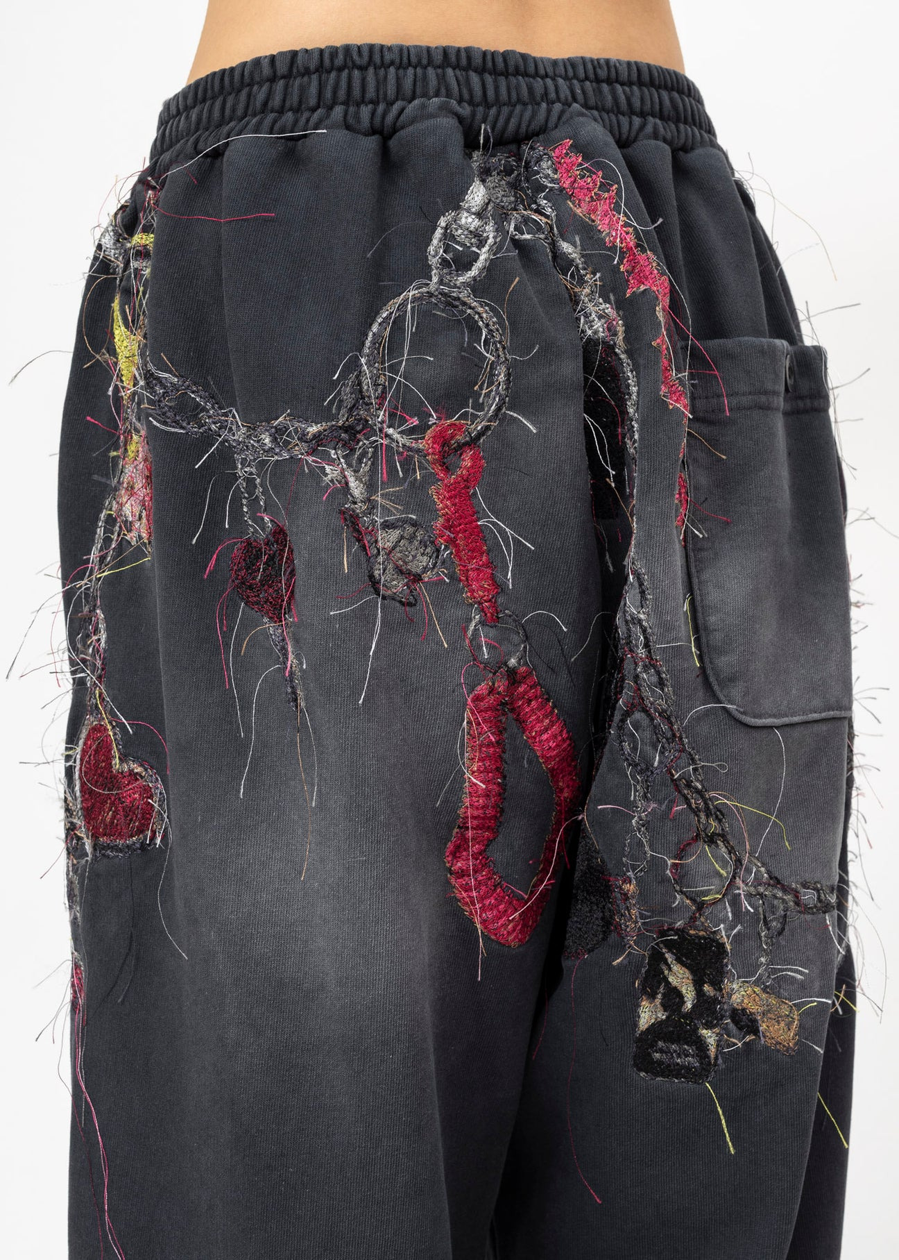 BLACK DOUBLET EMBROIDERED CHAIN ZIP-UP SWEATPANTS - 5