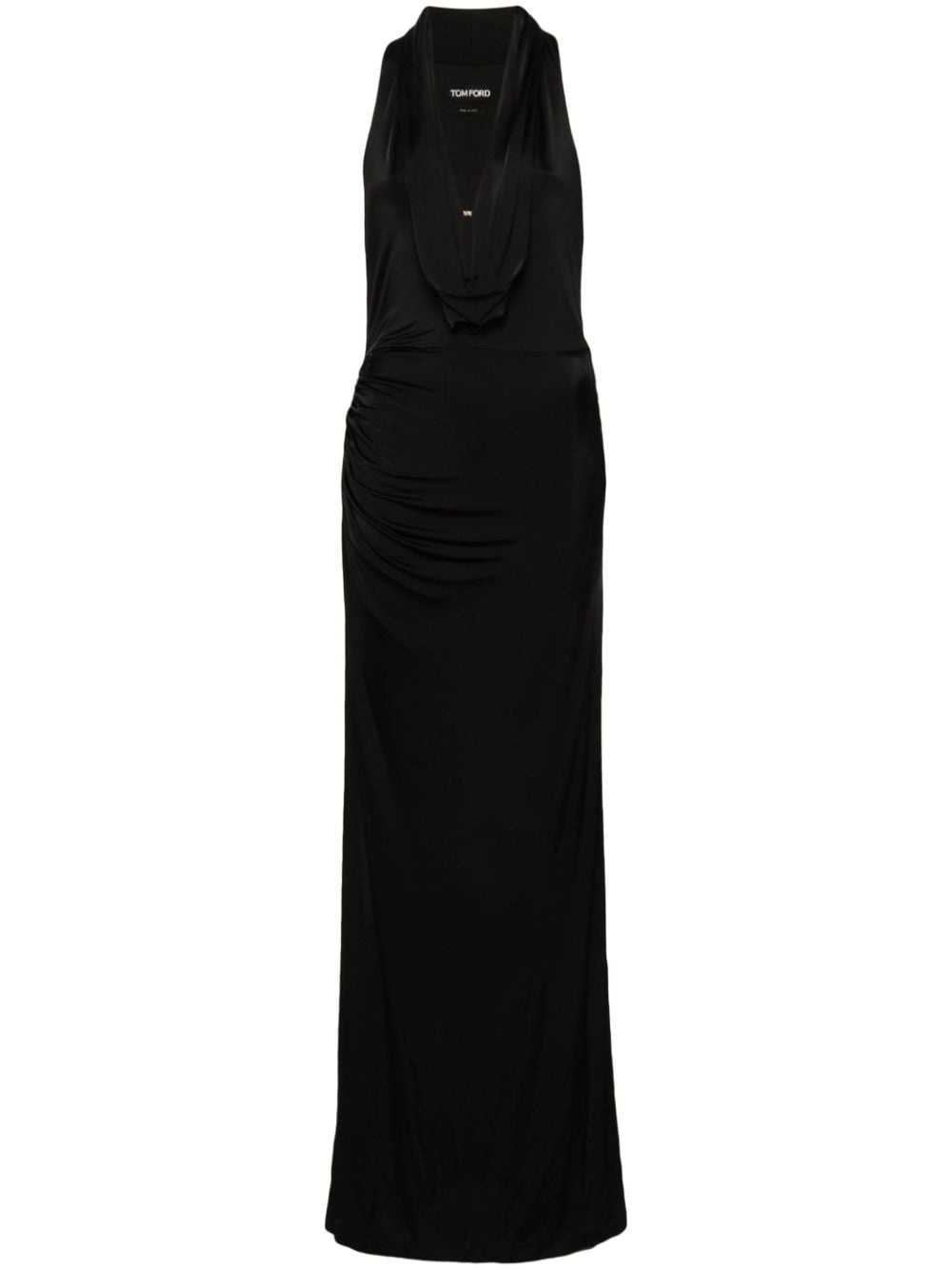 draped sleeveless gown - 1