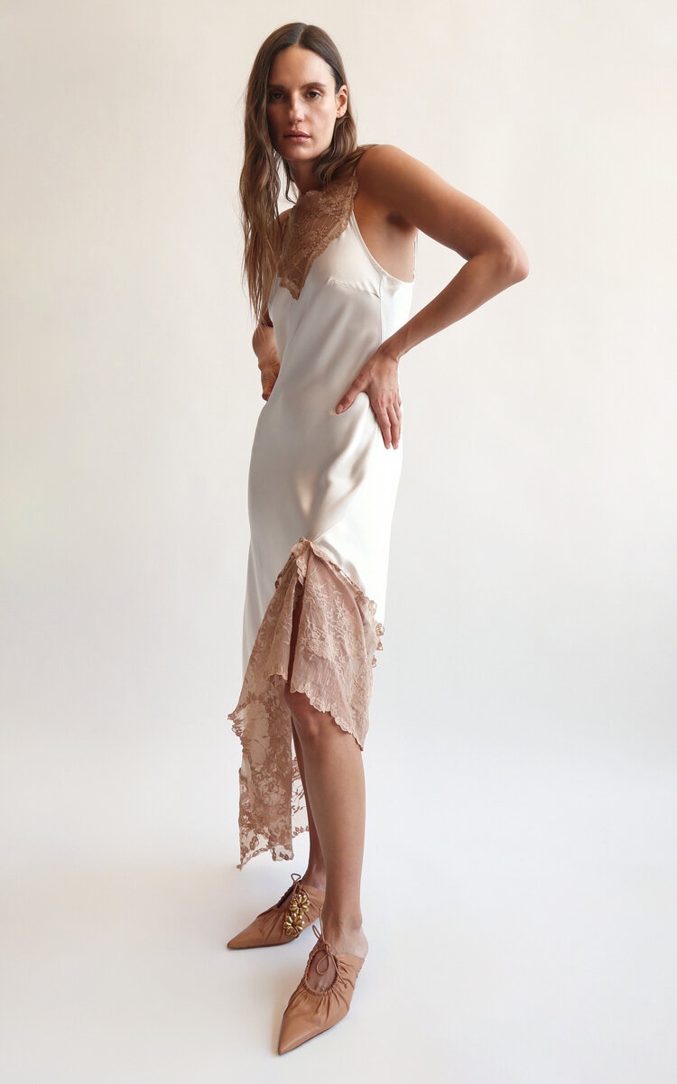 Laynee Asymmetric Lace-Trimmed Slip Dress white - 2