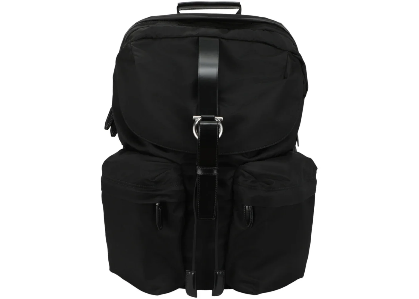 Ferragamo Nylon Gancini Technical Backpack Black - 1