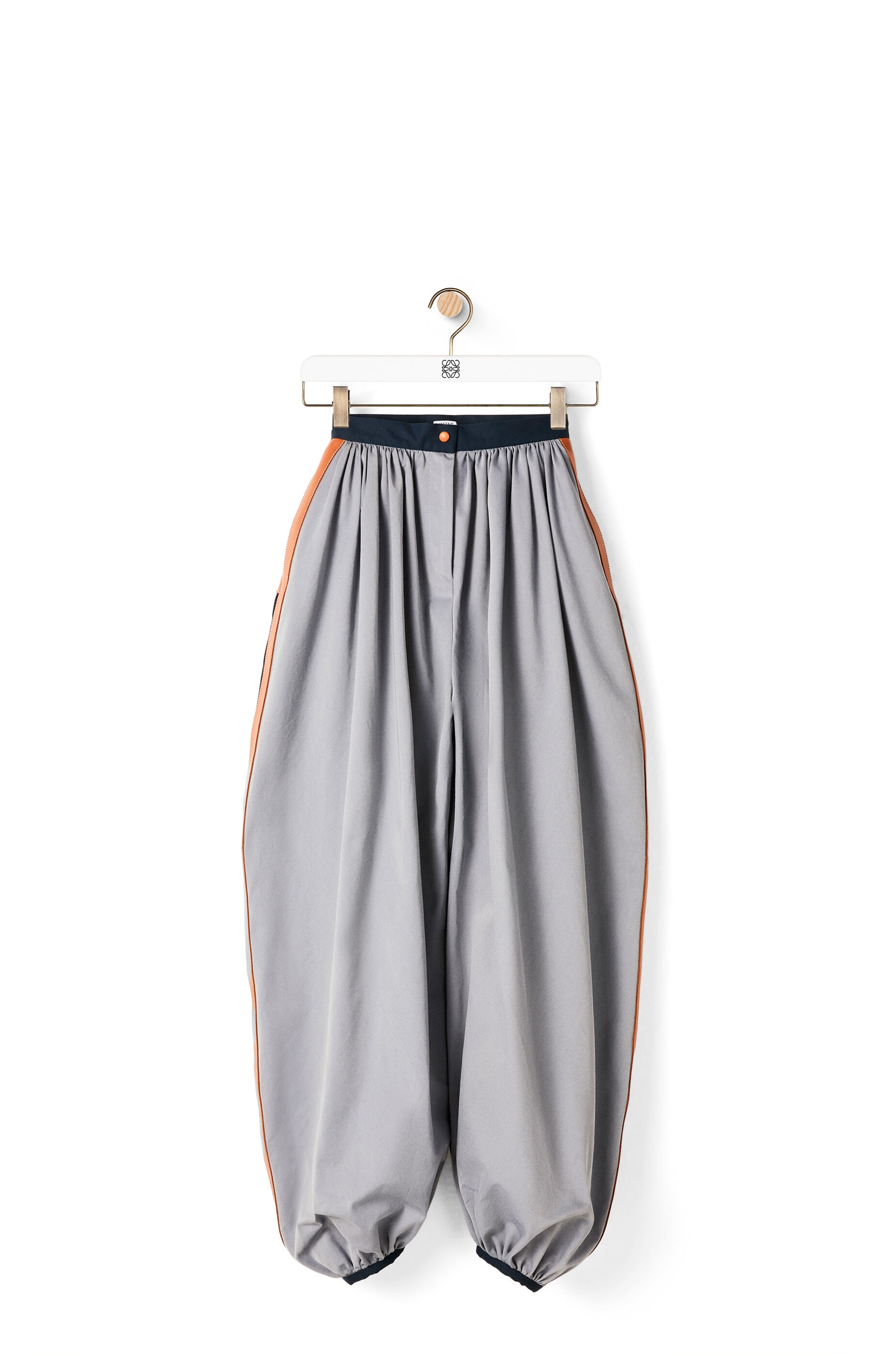 Leather trim balloon trousers in cotton - 1