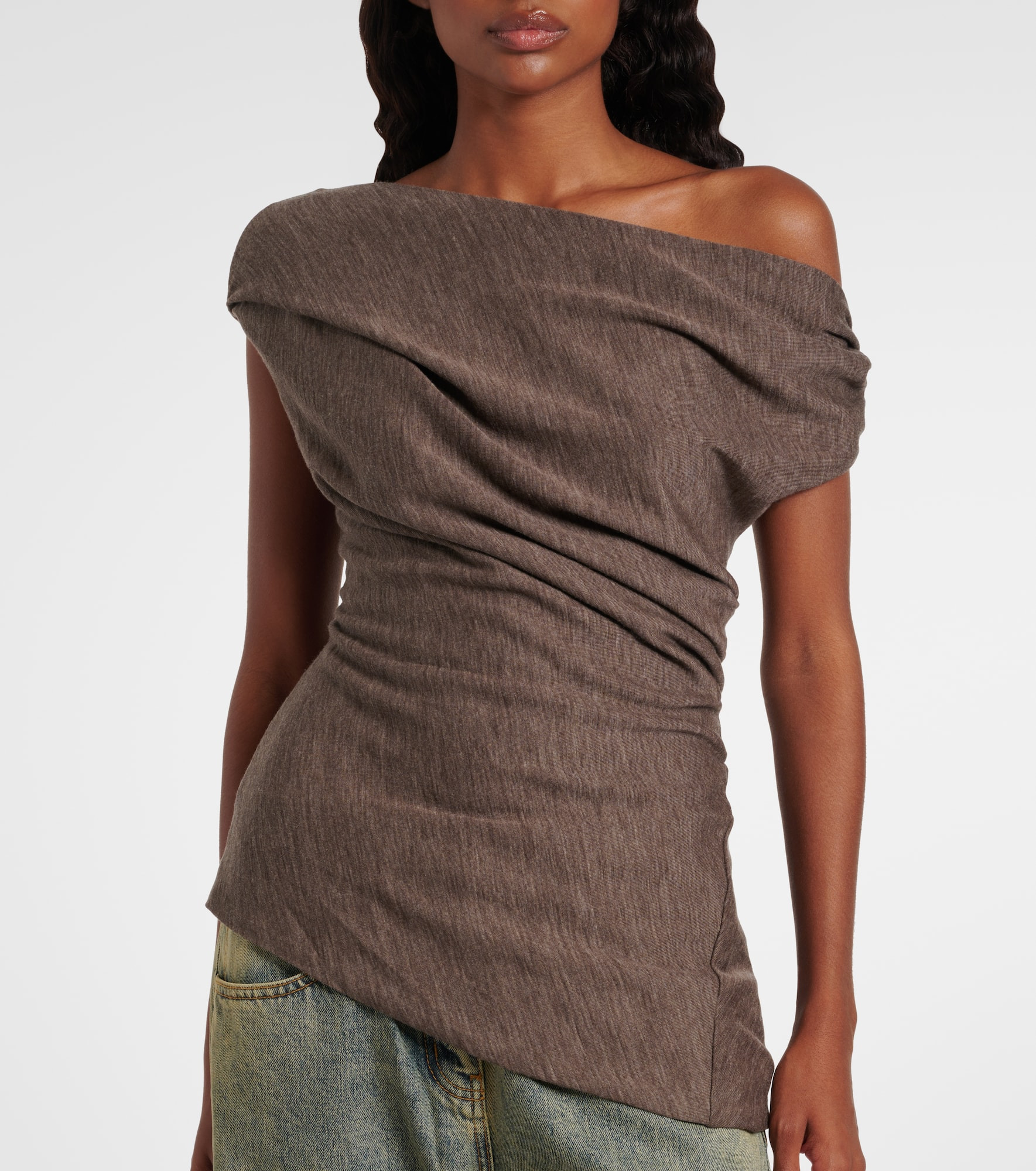 Draped asymmetric wool top - 6