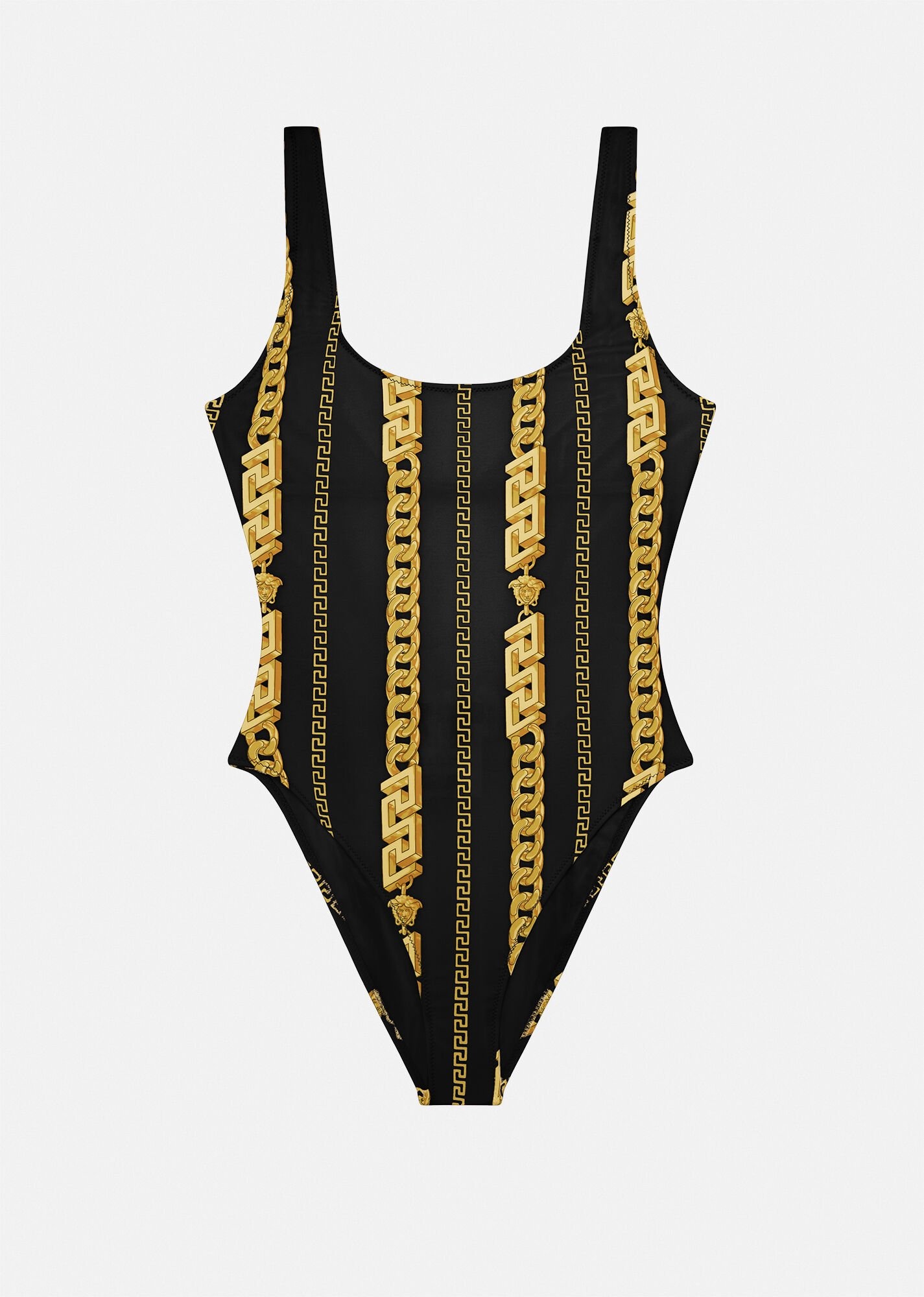 Chain Pinstripe One-Piece Swimsuit - 1