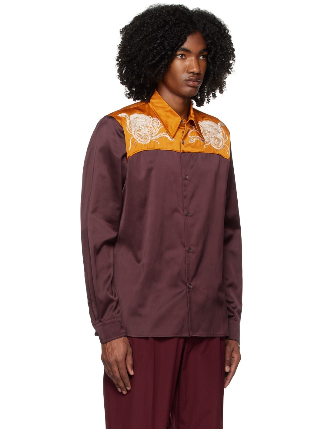 Purple & Orange Embroidered Shirt - 2