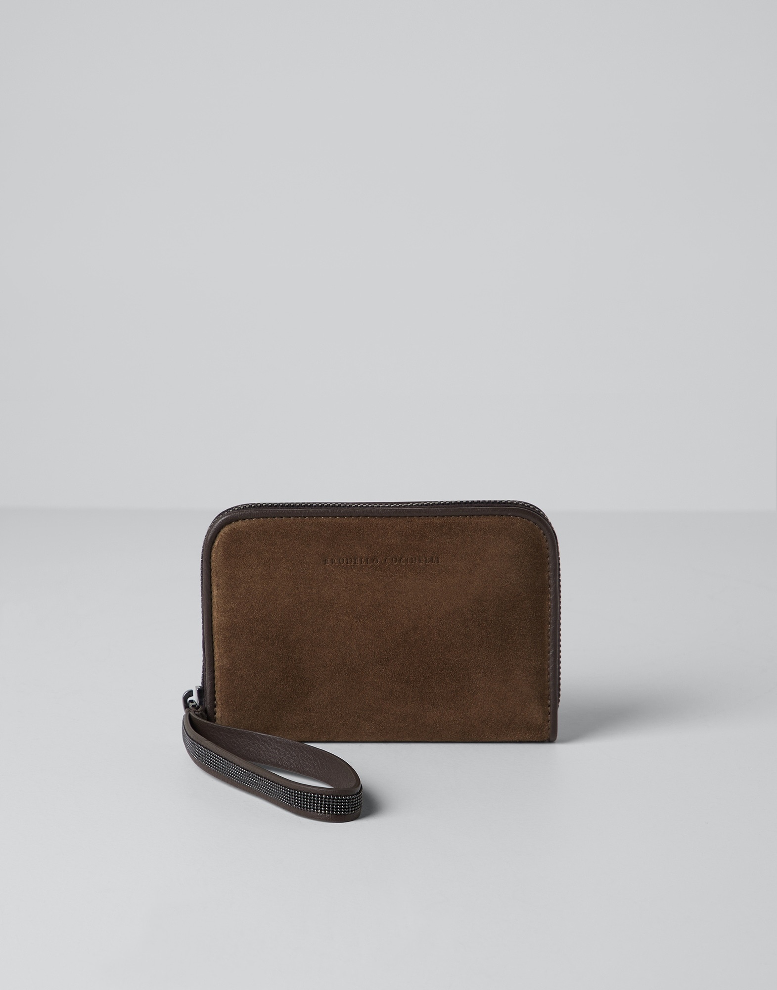 Soft matelassé small wallet in suede with Precious zipper pull - 1