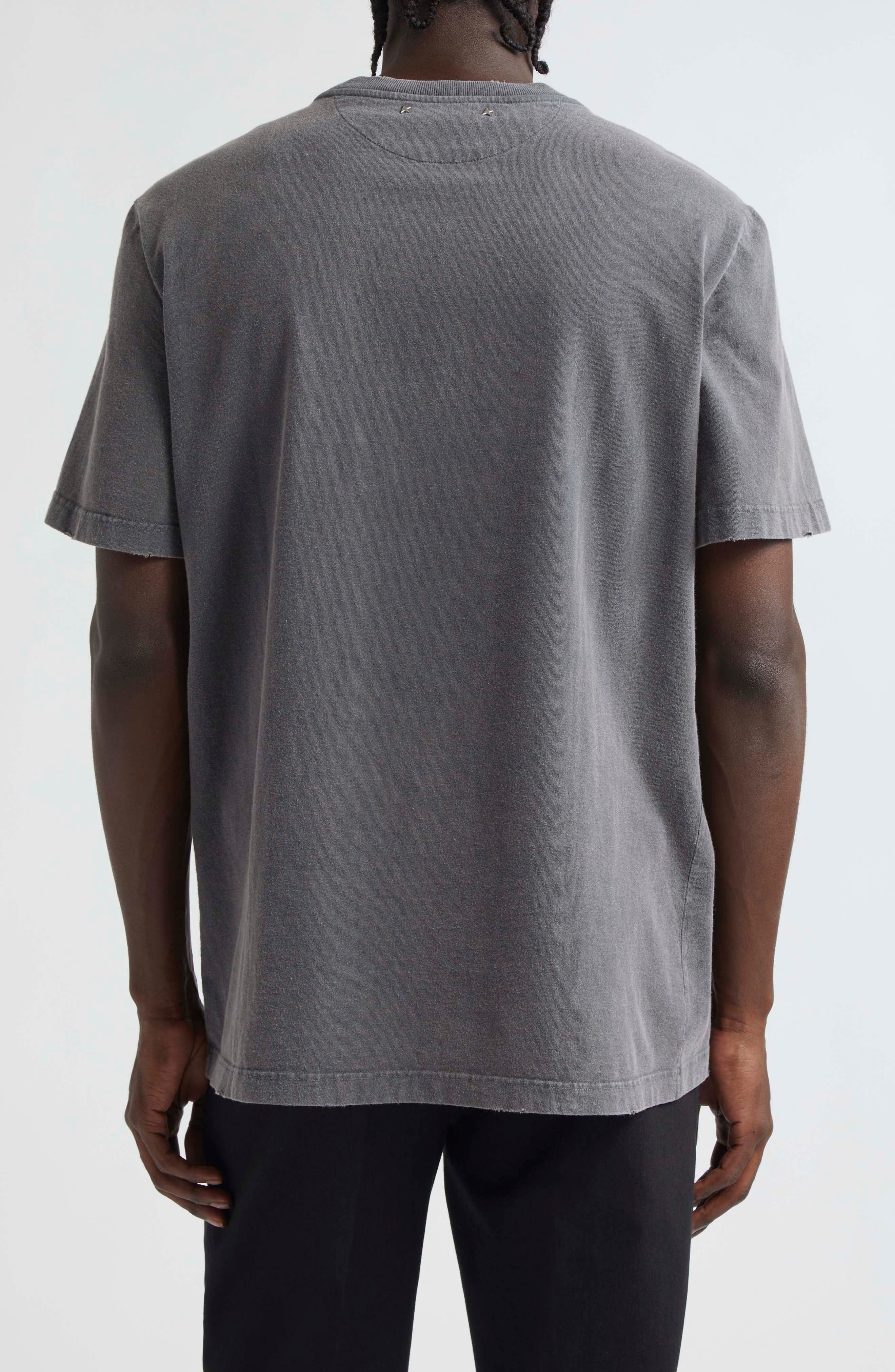 Distressed Upside Down Logo Cotton Graphic Tee - 3