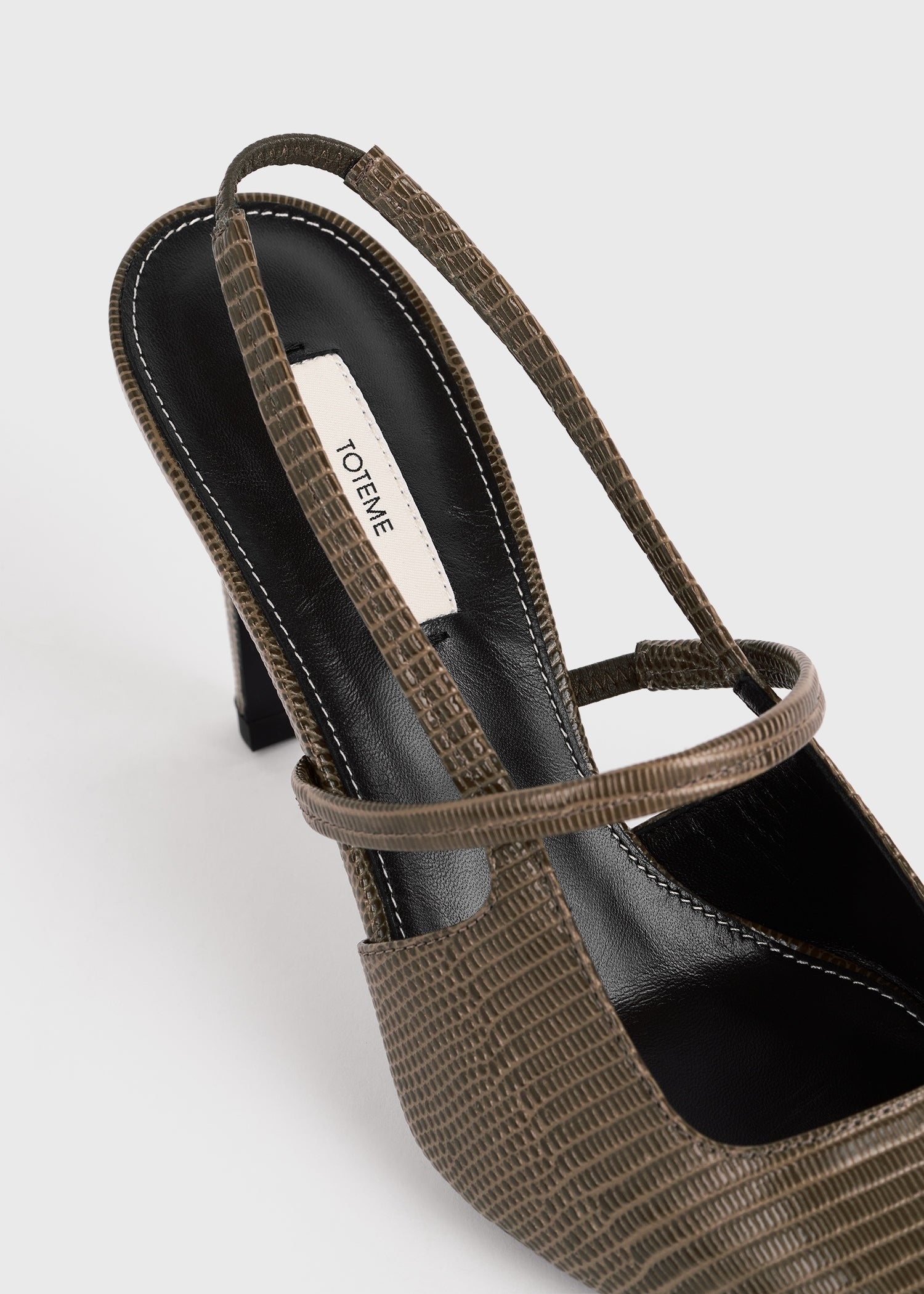 Lizard-embossed stiletto slingbacks dark olive - 5