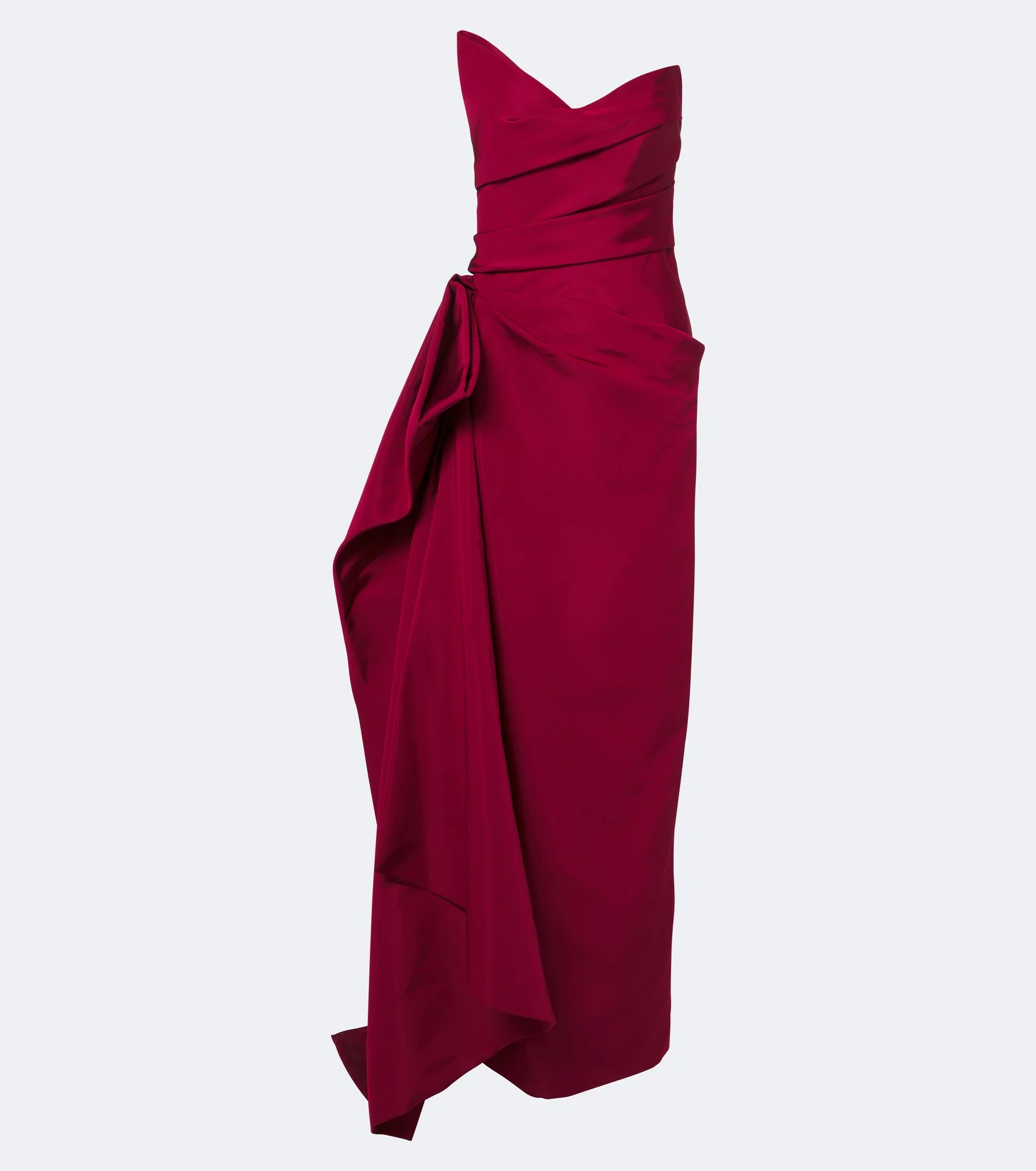 Asymmetric draped silk bustier gown - 1