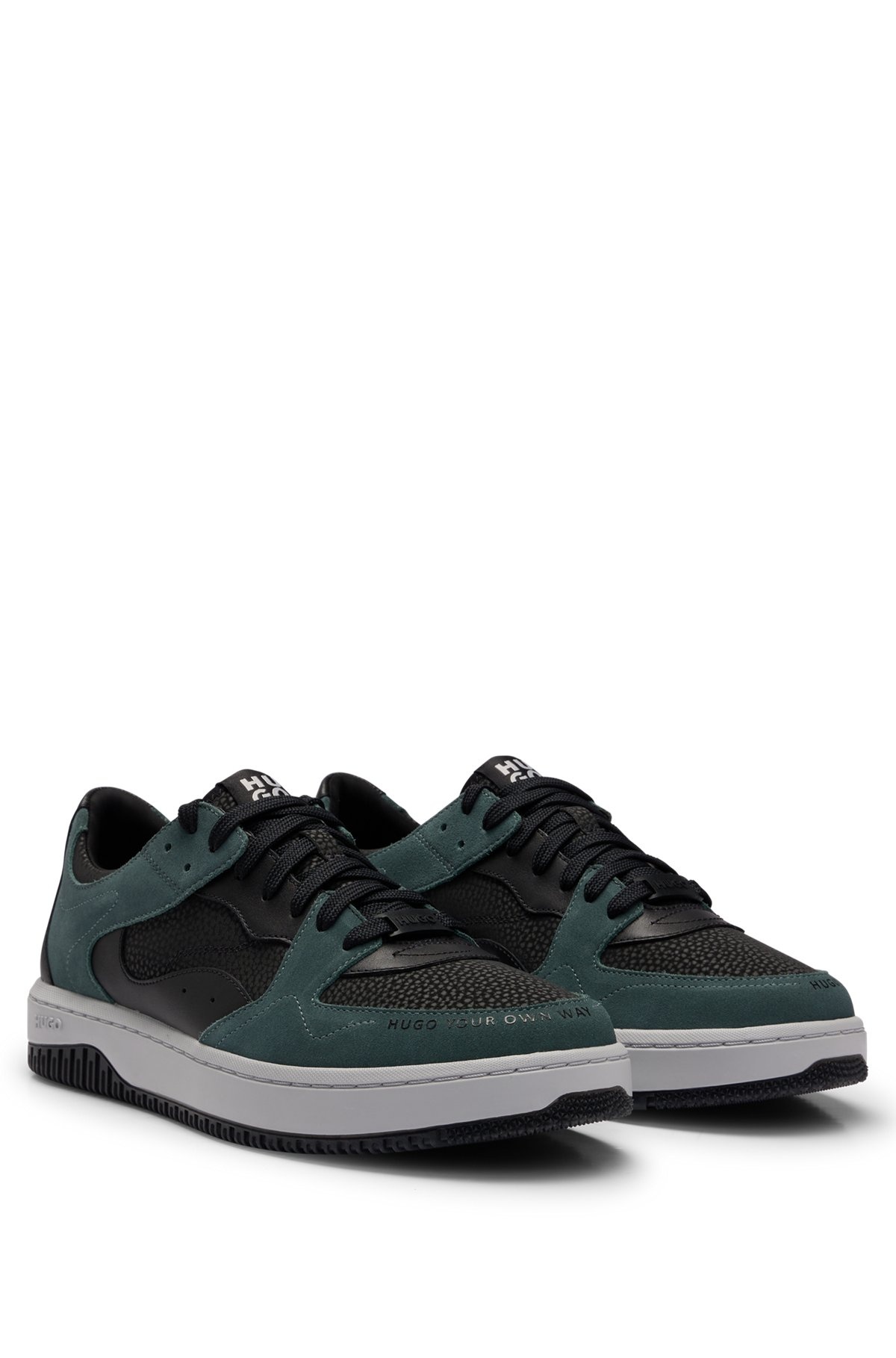 LACE-UP TRAINERS IN FAUX LEATHER AND SUEDE - 2