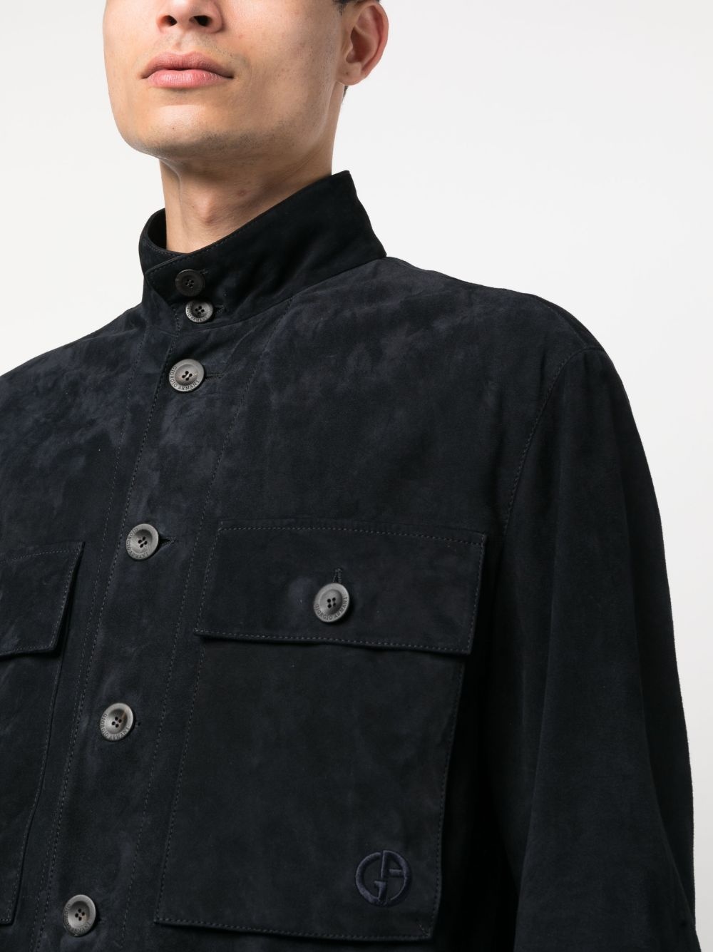 high-neck suede shirt jacket - 5