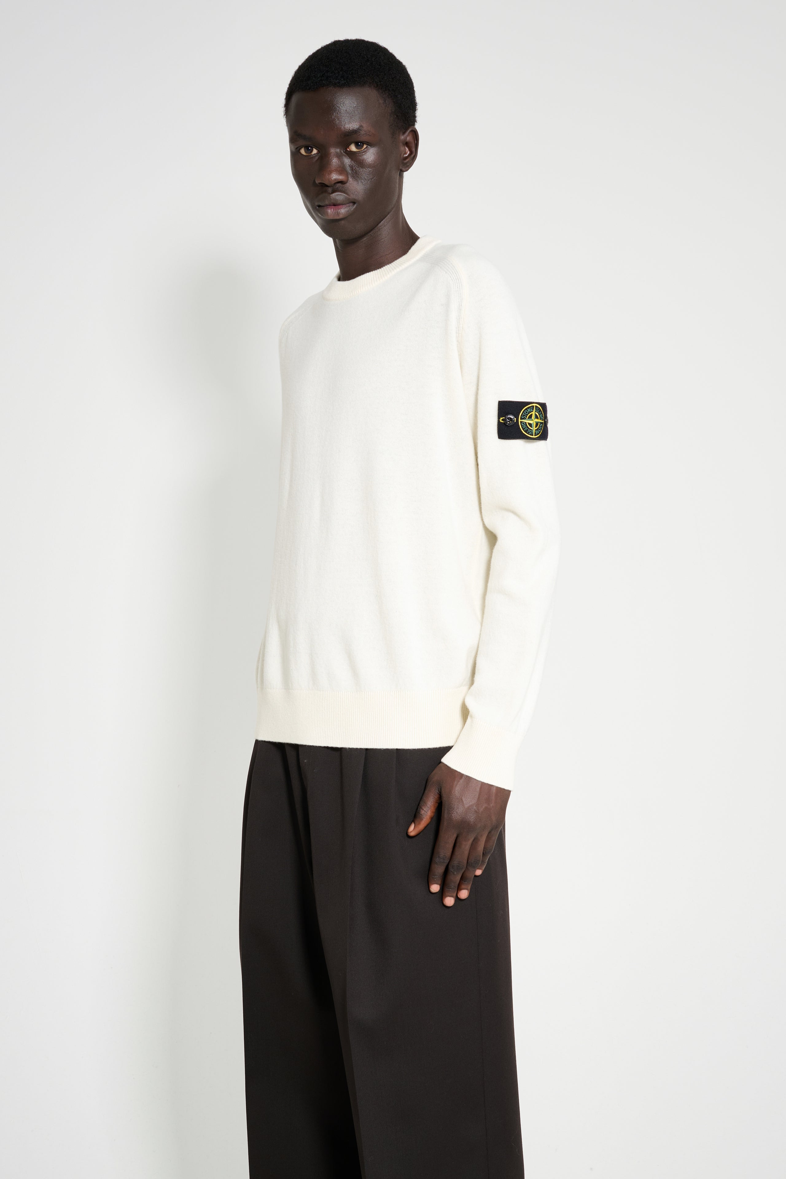 STONE ISLAND CREW NECK SWEATSHIRT IVORY - 2