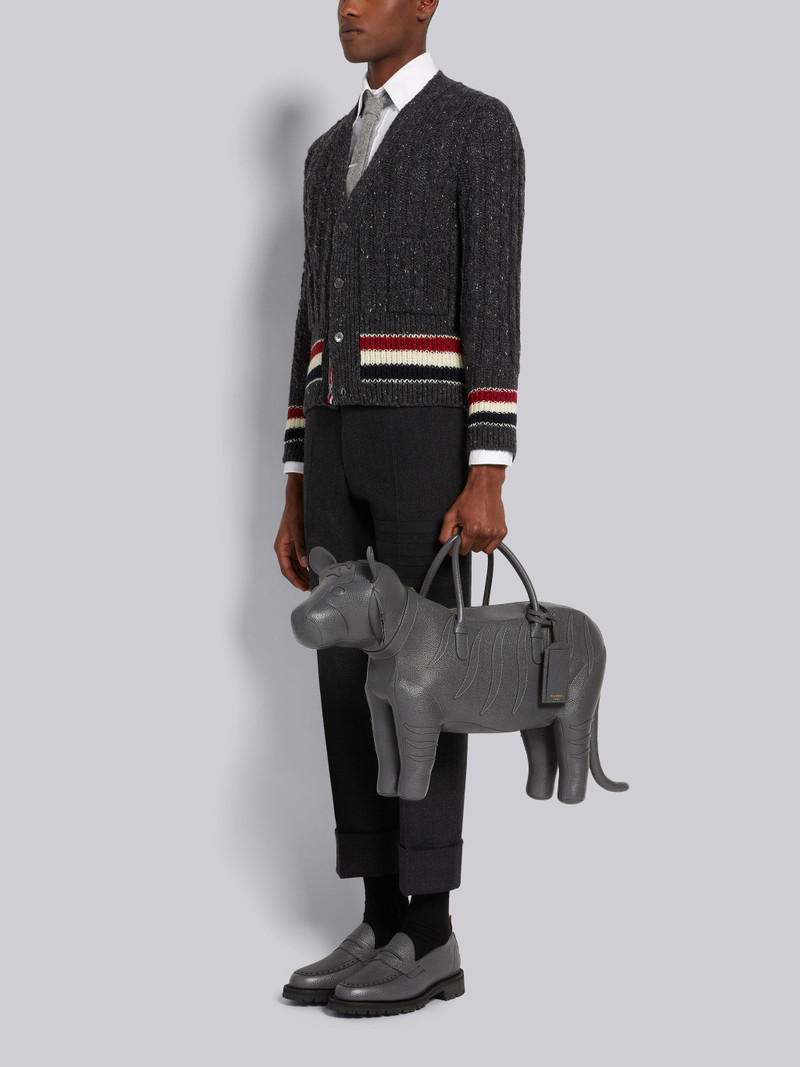 Dark Grey Pebble Grain Leather Tiger Bag 6