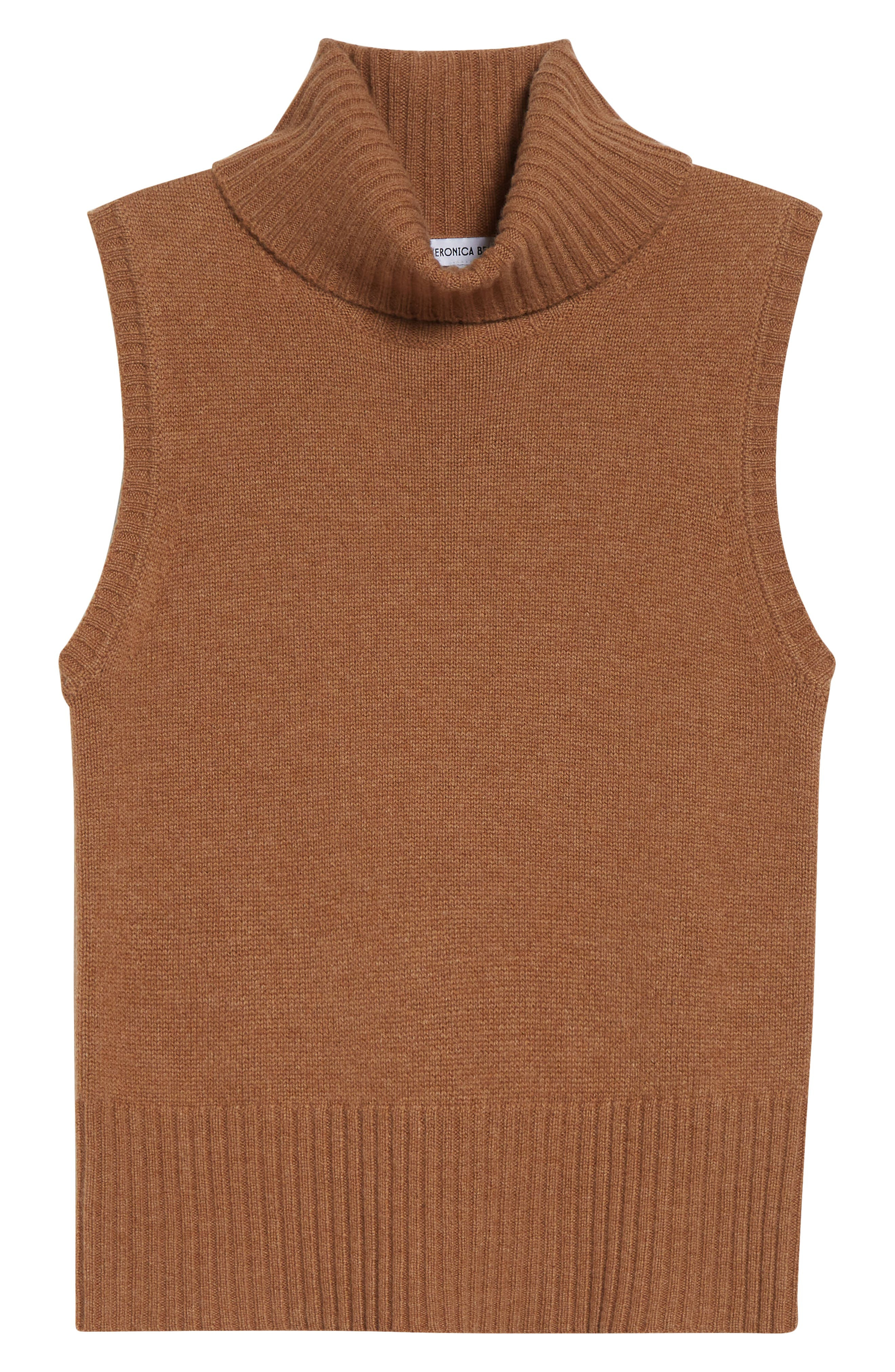 Veronica Beard Mazzy Sleeveless Cashmere Turtleneck Sweater in Dark Acorn Melange at Nordstrom - 5