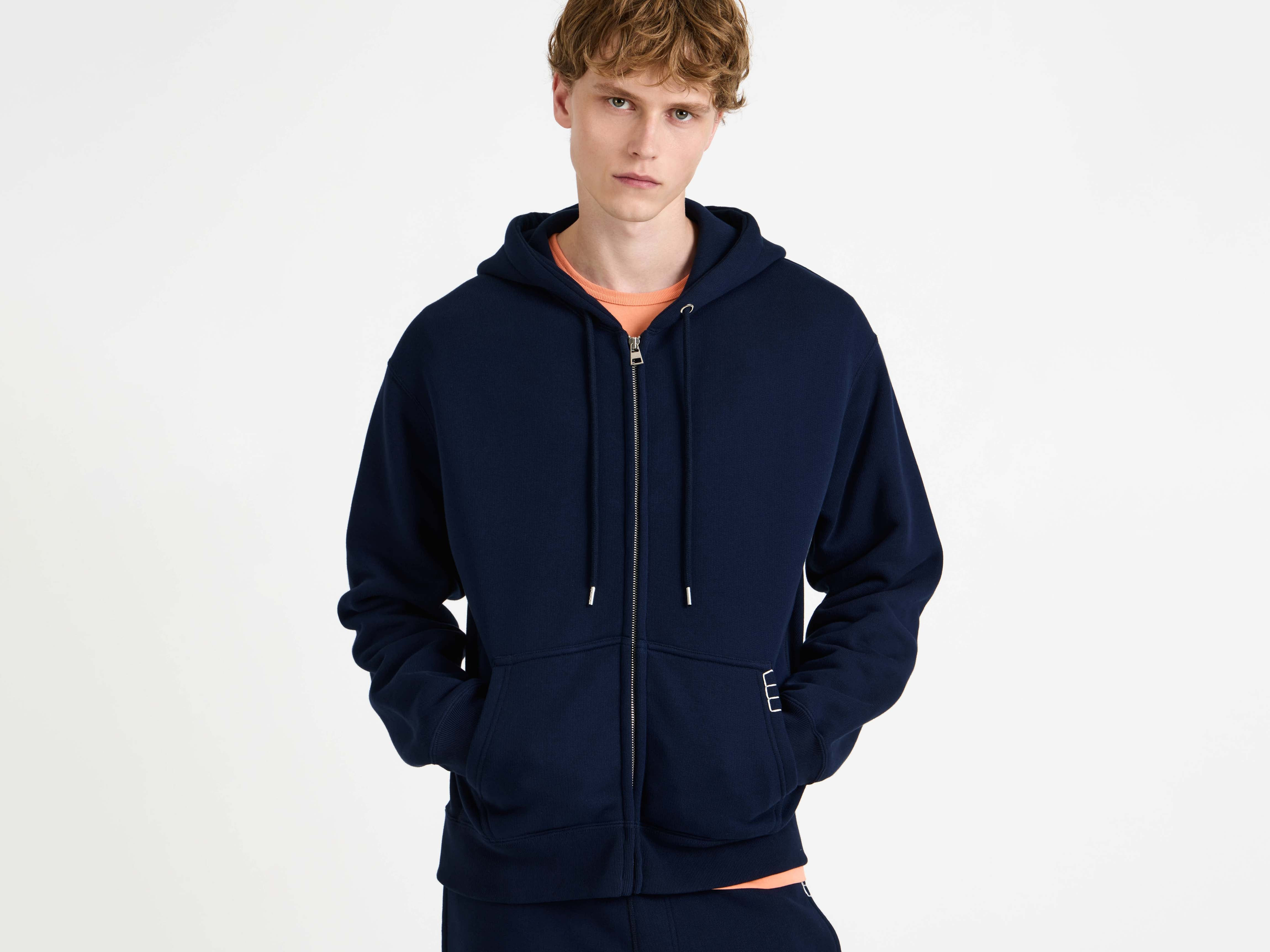 FRONT ZIP HOODIE IN NAVY - 4
