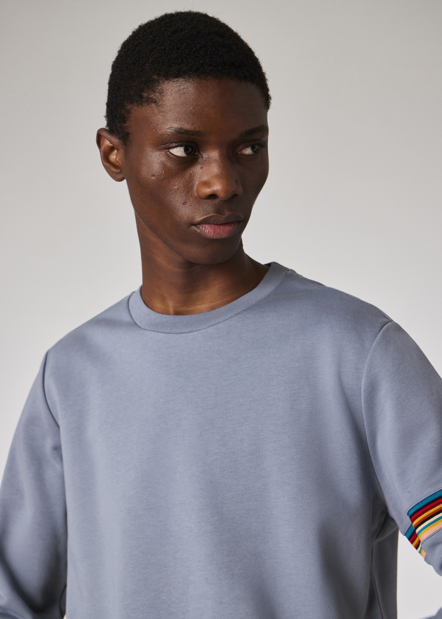 Grey 'Signature Stripe' Crew Neck Sweater - 5