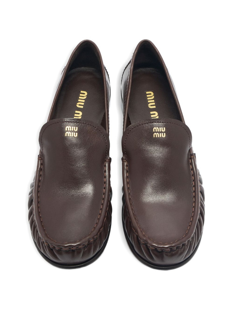 pleated-detail leather loafers 3