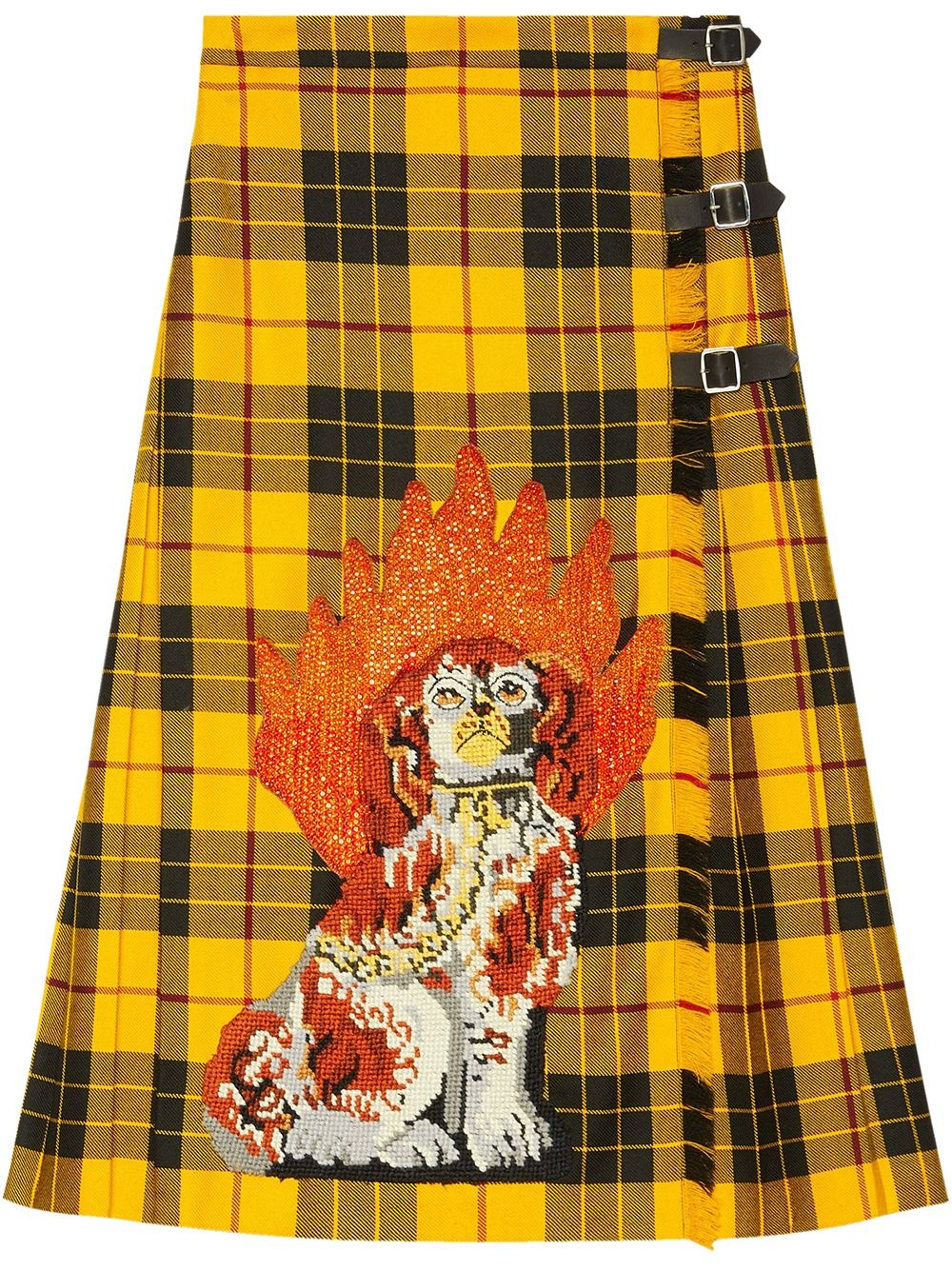 Embroidered tartan wool skirt - 1