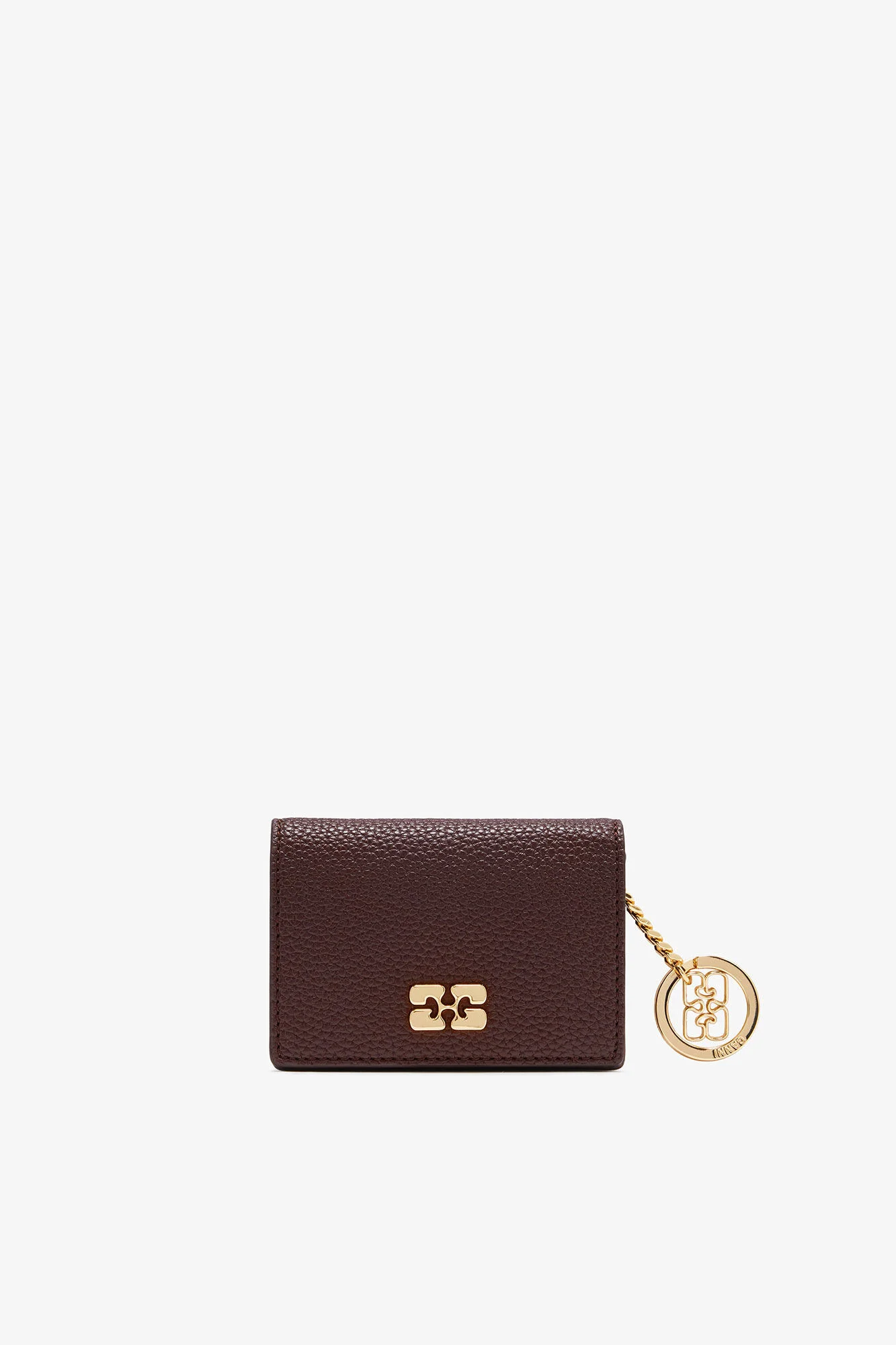 BROWN GRAINED GANNI BOU CARD HOLDER WITH FLAP - 1