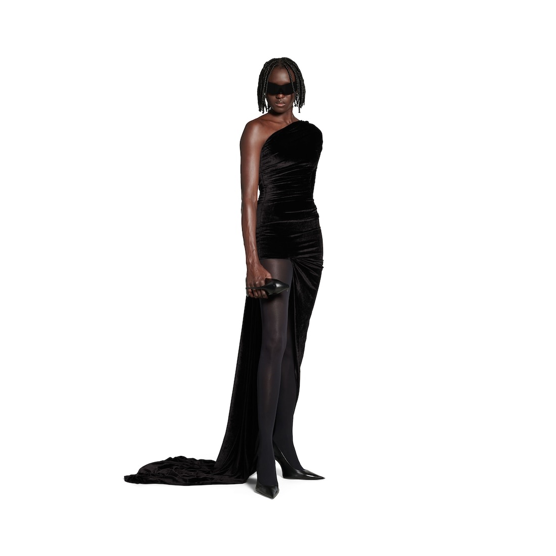 ワンピース BALENCIAGA Woman Dress Black 808281TRVF2 1041 BALENCIAGA Women's Asymmetric Dress in Black | REVERSIBLE