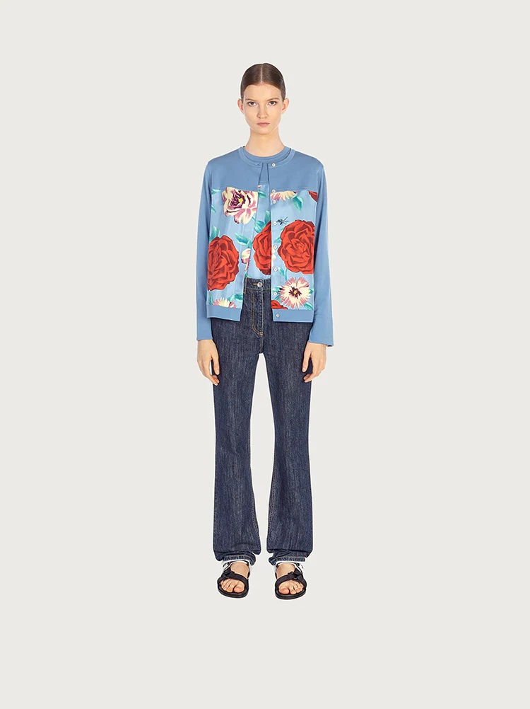 WOOL AND SILK PRINTED CARDIGAN - 2