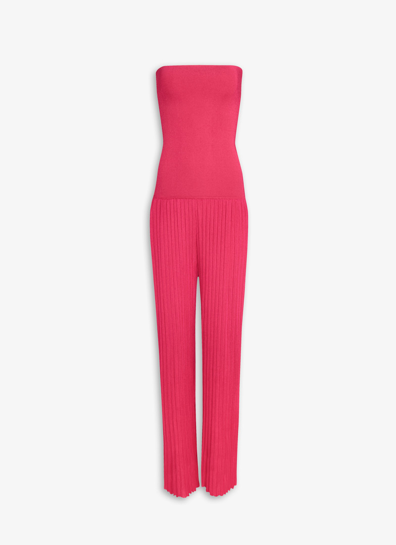 BUSTIER JUMPSUIT IN PLEATED KNIT - 1