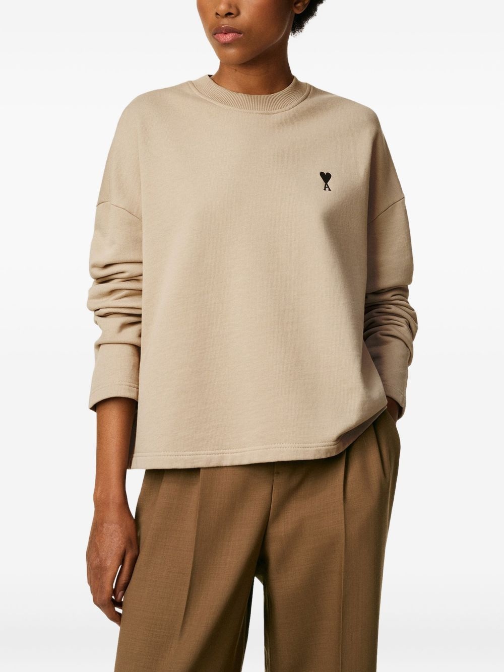 heart-embroidered cotton sweatshirt - 5