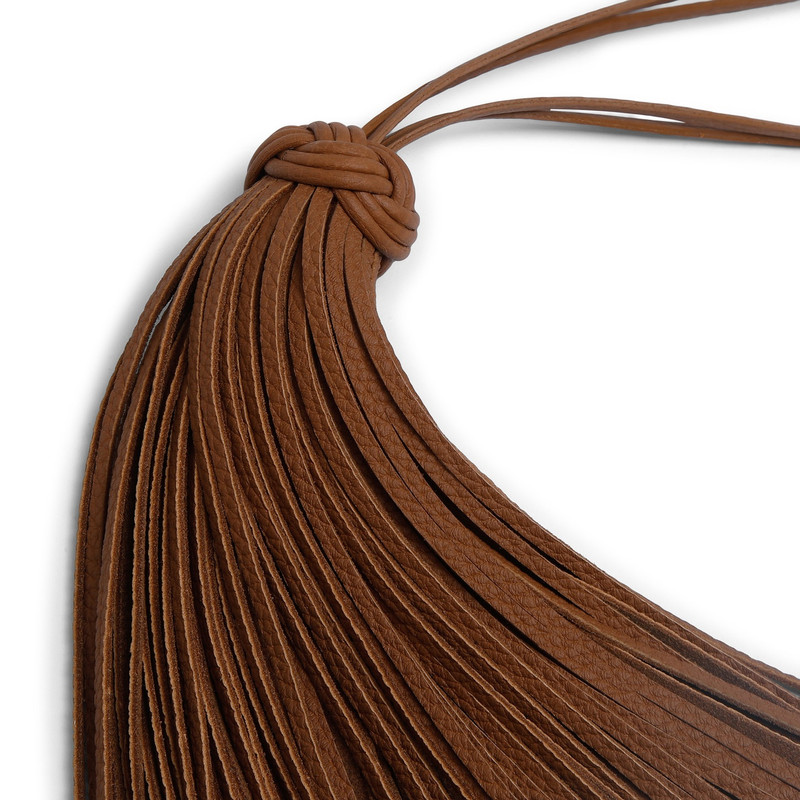 Santoni Brown leather tassel charm outlook