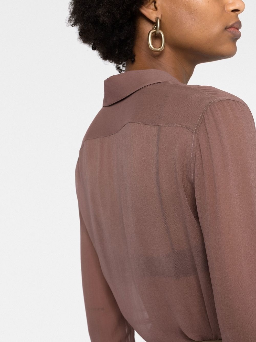 semi-sheer long-sleeve shirt - 5