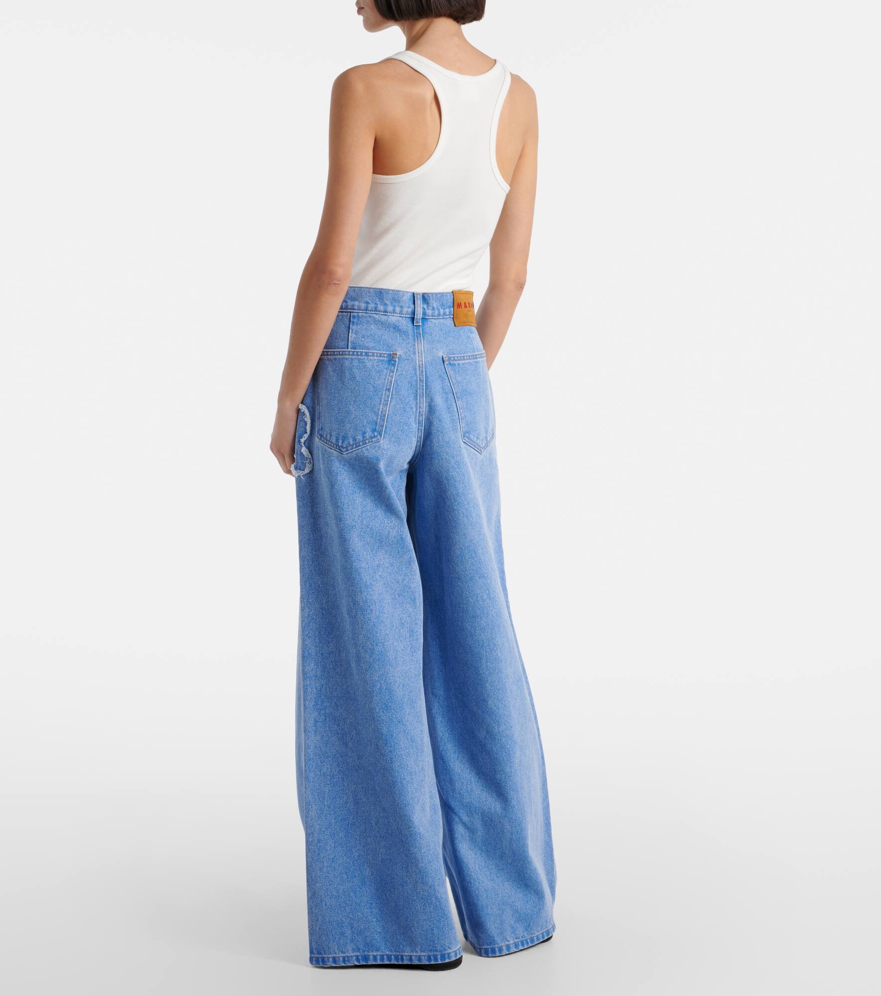 Patch-appliqué wide-leg jeans - 3