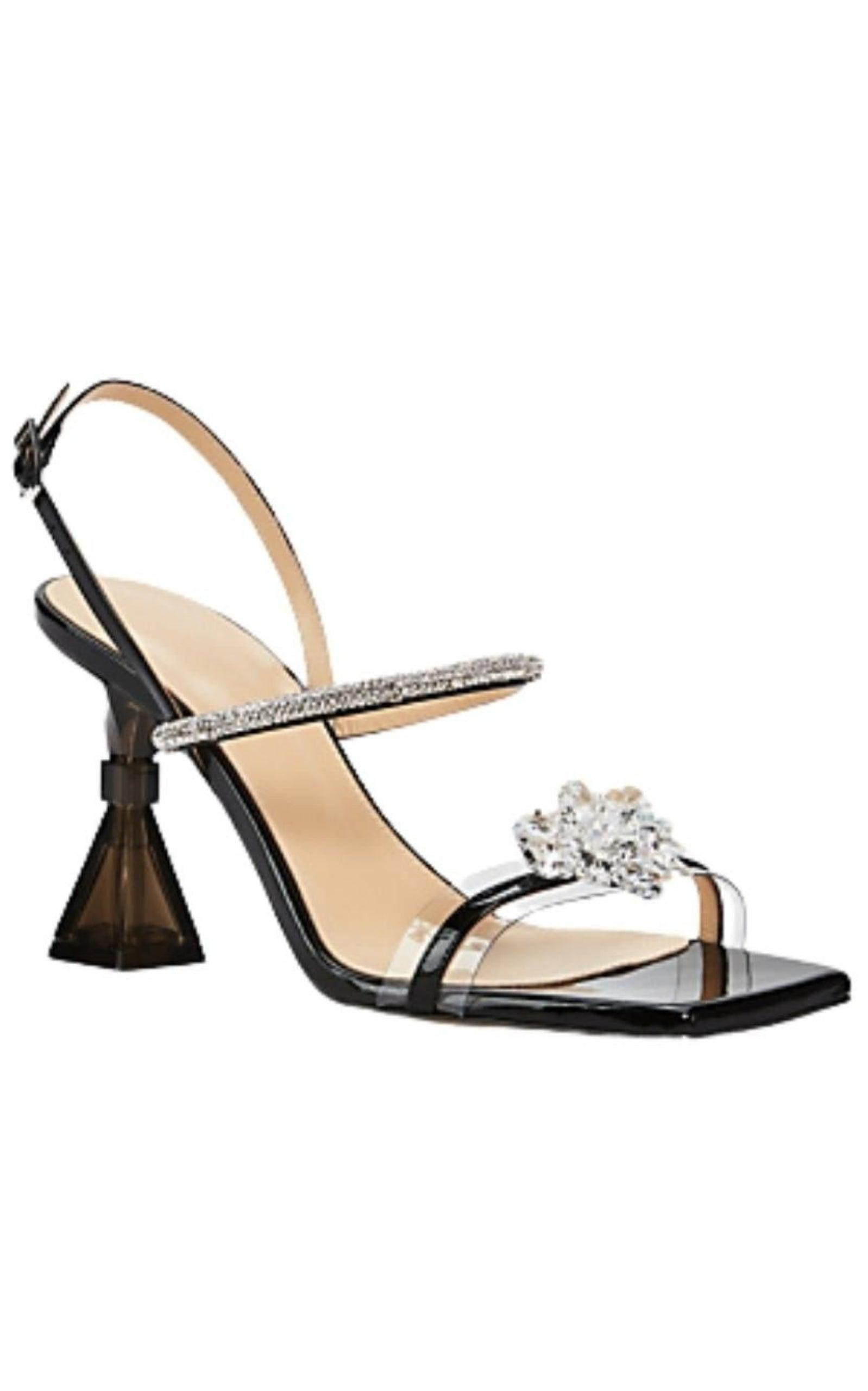 Crystal-Embellished Patent Leather Slingback Sandals - 3
