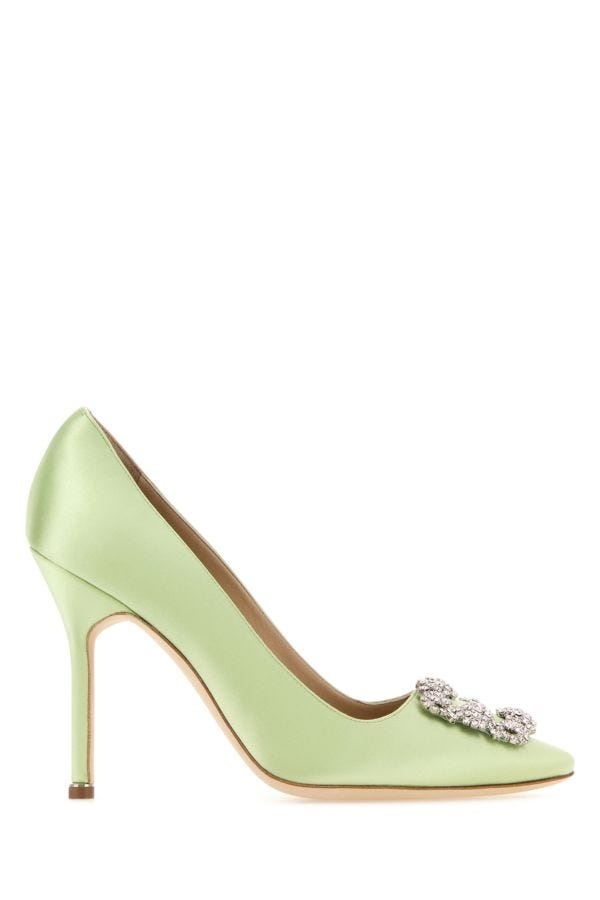 Pastel green satin Hangisi pumps - 1