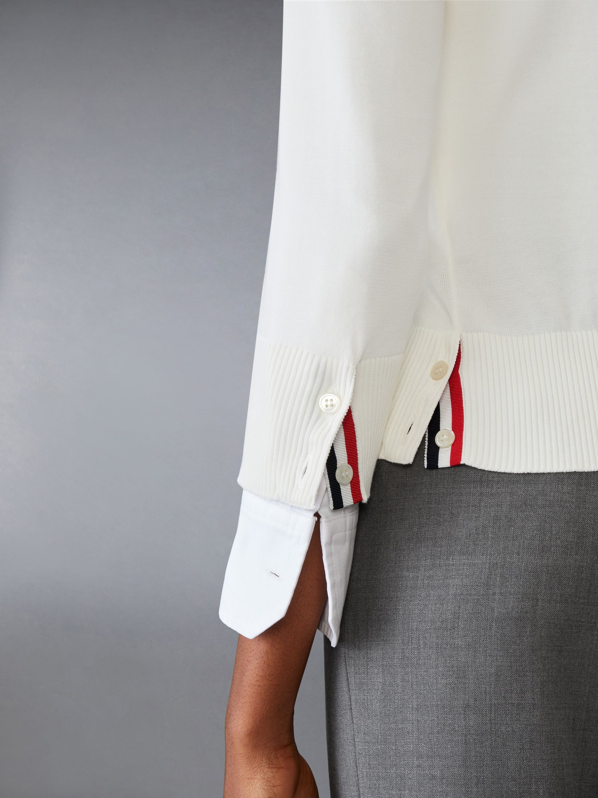 COTTON 4-BAR V NECK CARDIGAN - 4