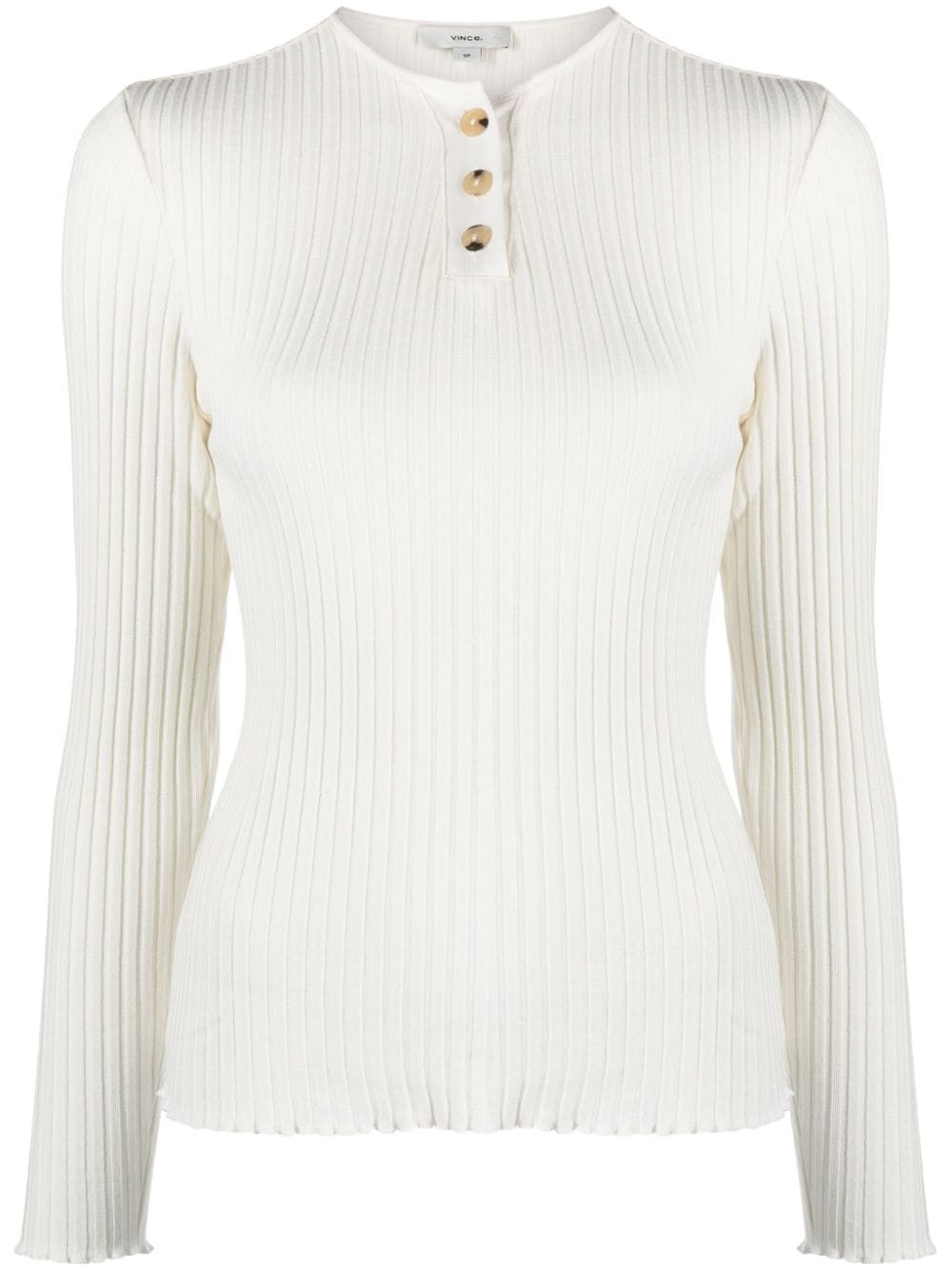 Henley-neck ribbed jumper - 1