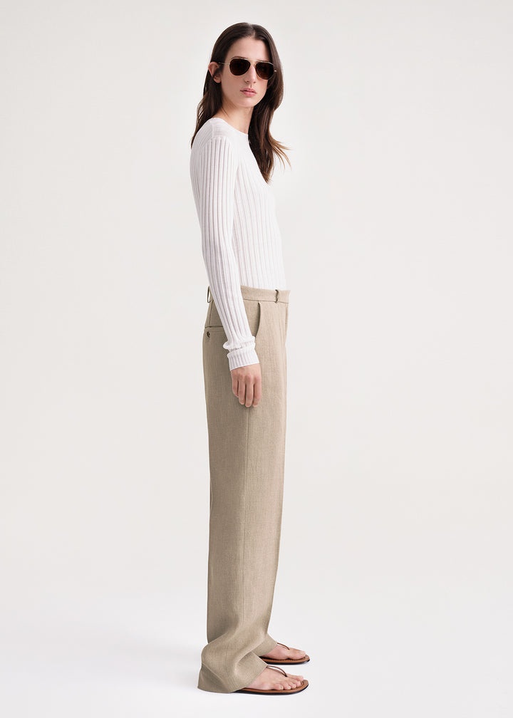 Mid-waist straight trousers wheat mélange - 3