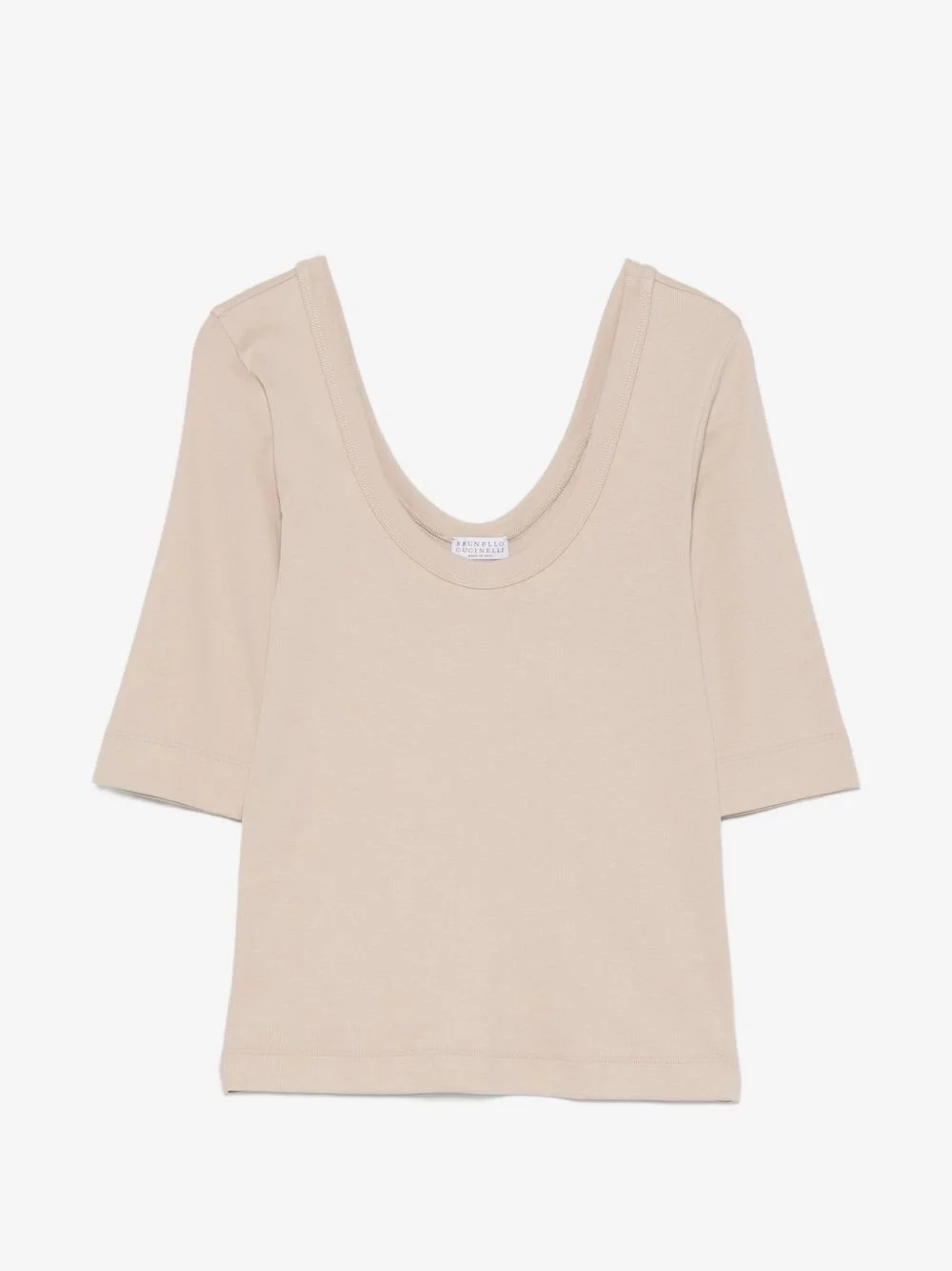 scoop-neck elbow-sleeve T-shirt - 1