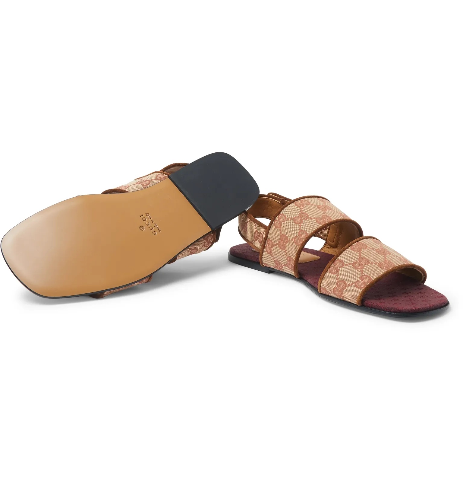 Suede-Trimmed Monogrammed Canvas Sandals - 3